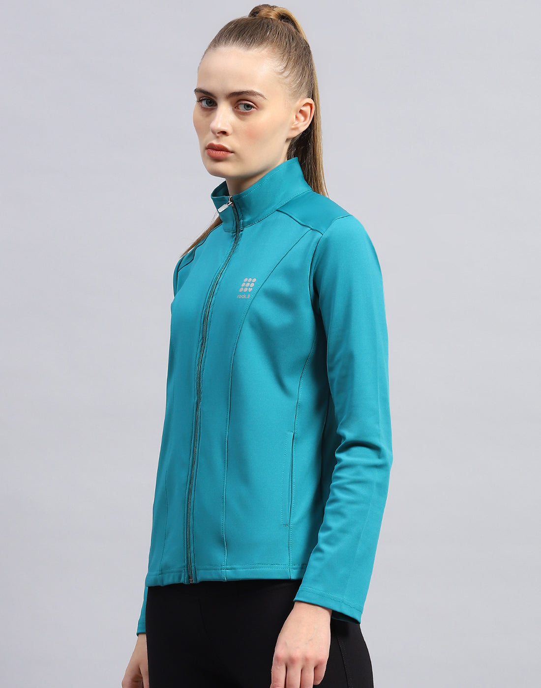 Rock.it Women Turquoise Blue Solid Collar Full Sleeve Top