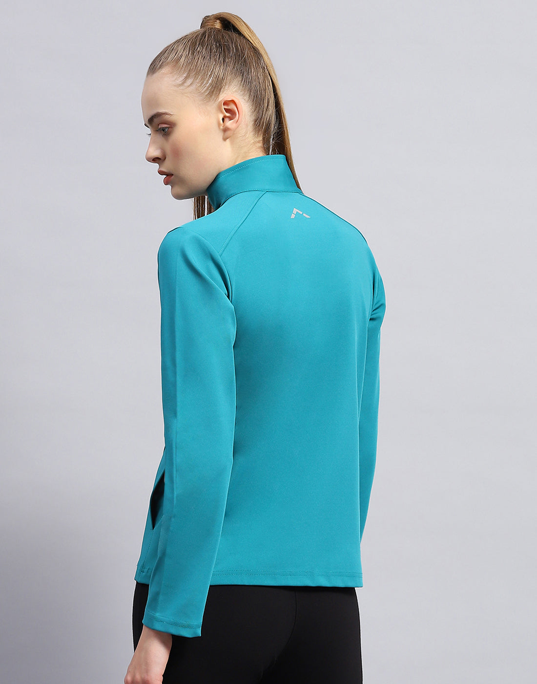 Rock.it Women Turquoise Blue Solid Collar Full Sleeve Top