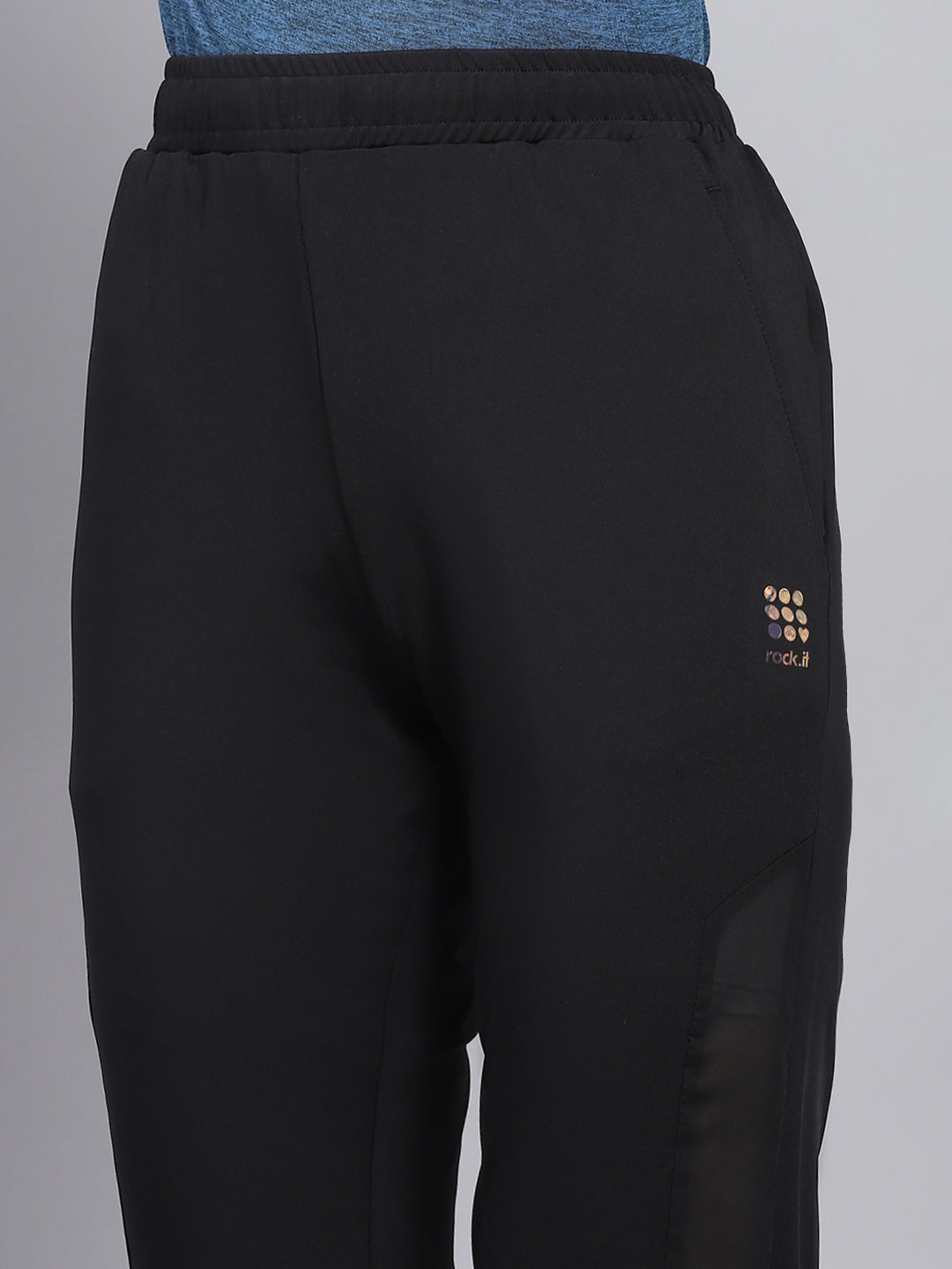 Rock.it Women Black Solid Regular Fit Lower