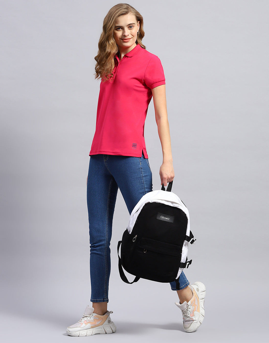 Rock.it Women Pink Solid Polo Collar Half Sleeve T-Shirt
