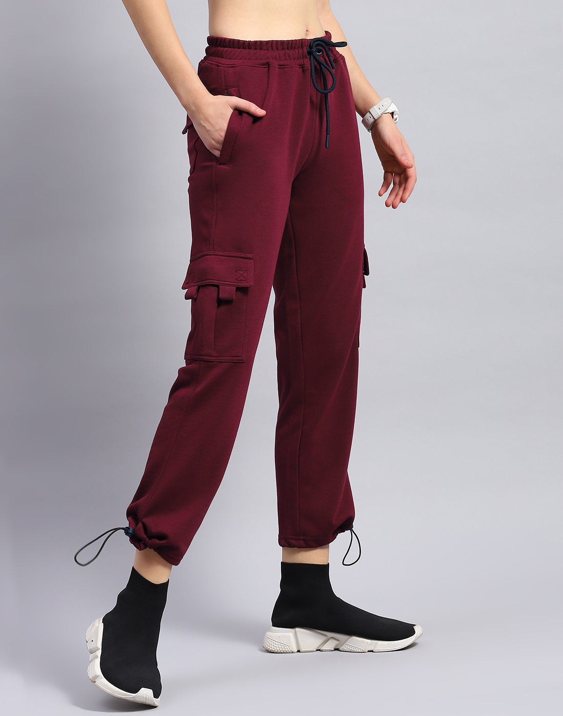 Rock.it Women Maroon Solid Regular Fit Lower