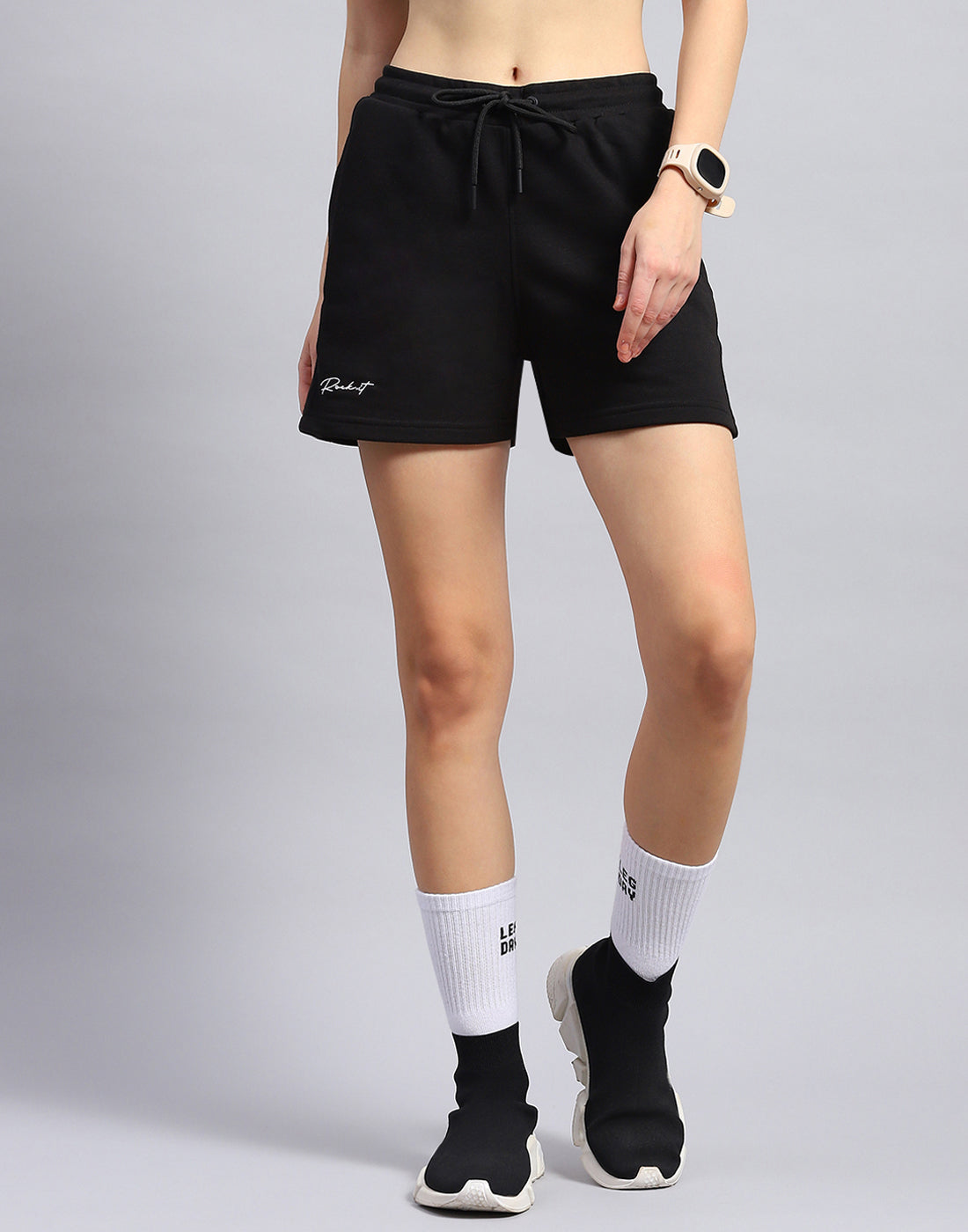 Rock.it Women Black Solid Regular Fit Short