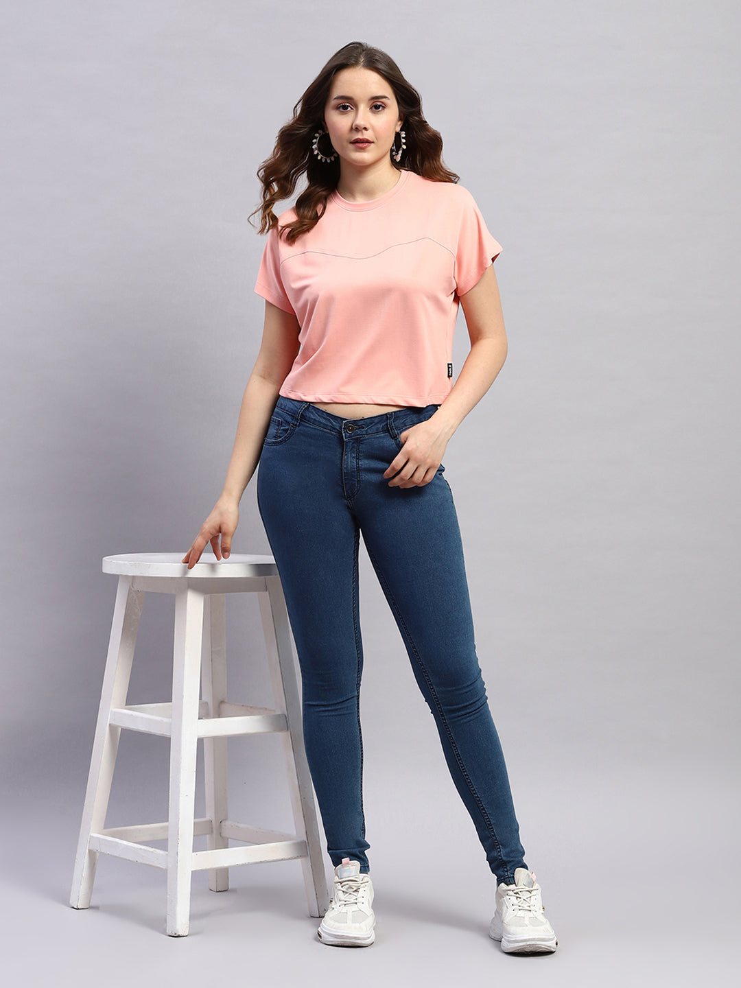 Rock.it Women Pink Solid Round Neck Half Sleeve Top