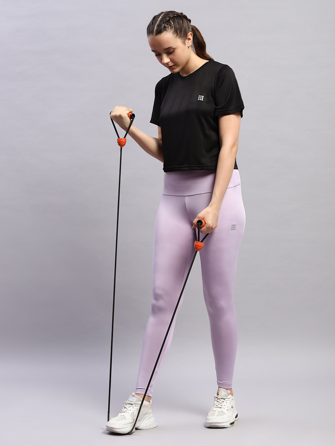 Rock.it Women Black Self Design Round Neck Half Sleeve Top