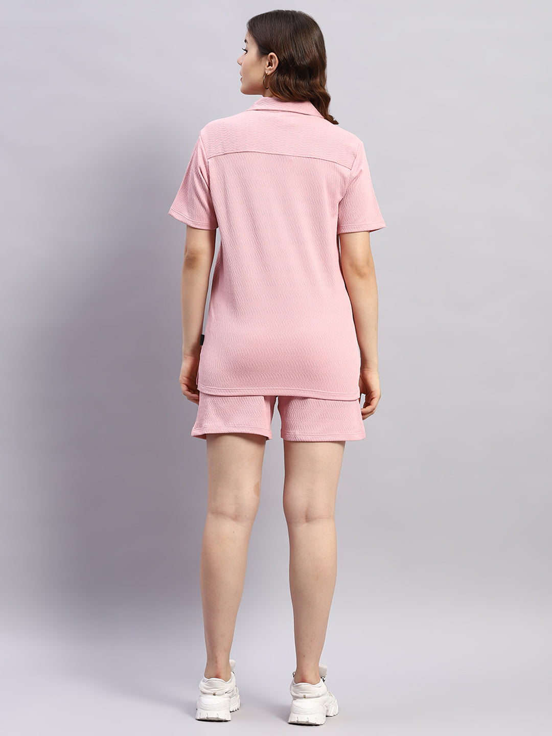 Rock.it Women Pink Self Design Collar Half Sleeve Cords Set