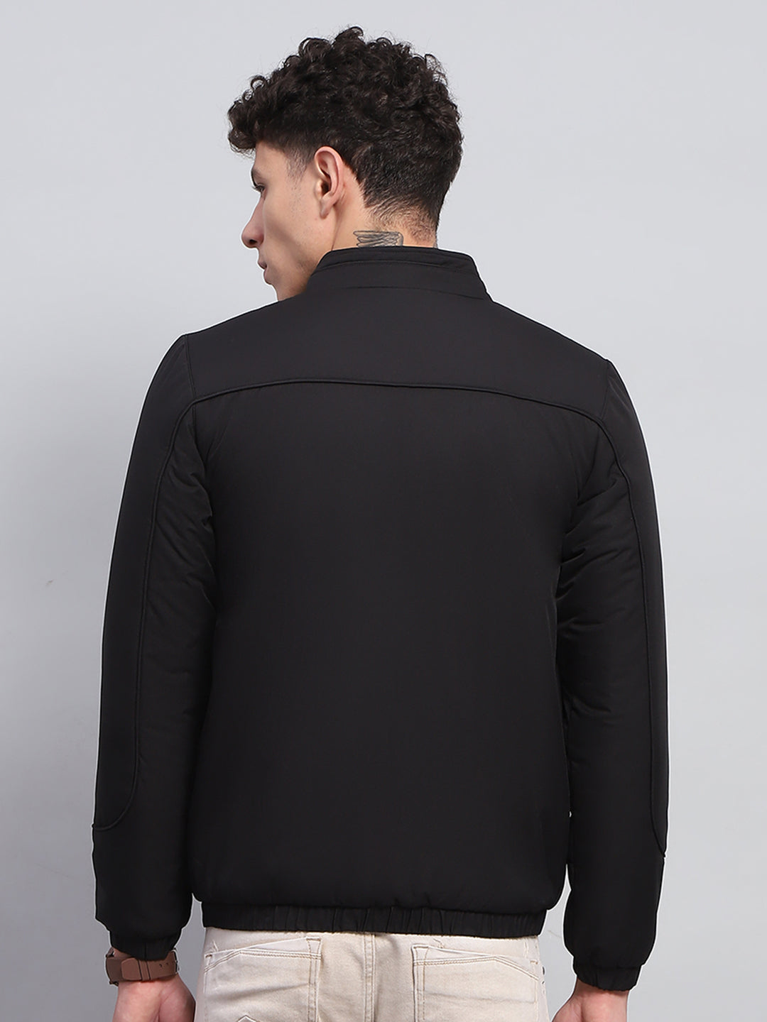 Rock.it Men Black Solid Mock Neck Full Sleeve Jacket