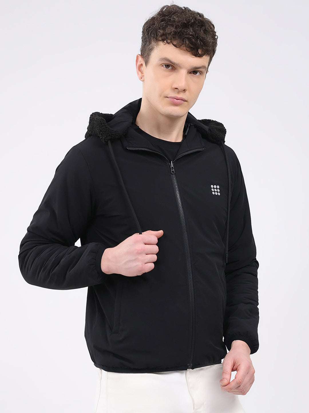 Rock.it Men Black Solid Hooded Full Sleeve Reversible Jacket
