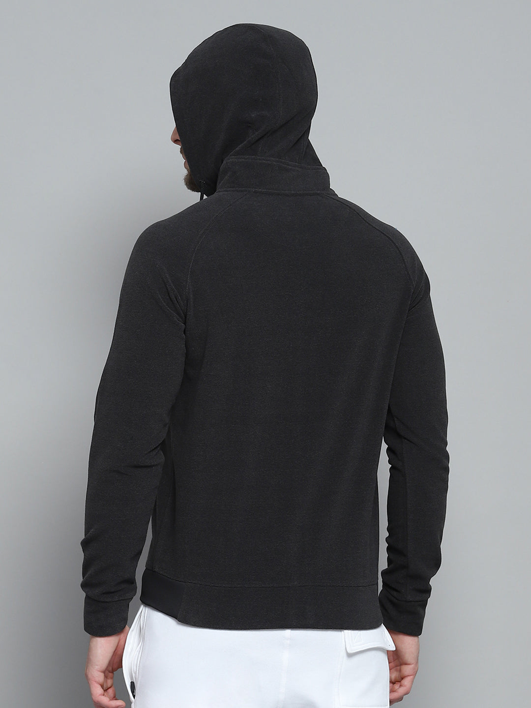Rock.it Men Charcoal Printed Hooded Full Sleeve Sweatshirt