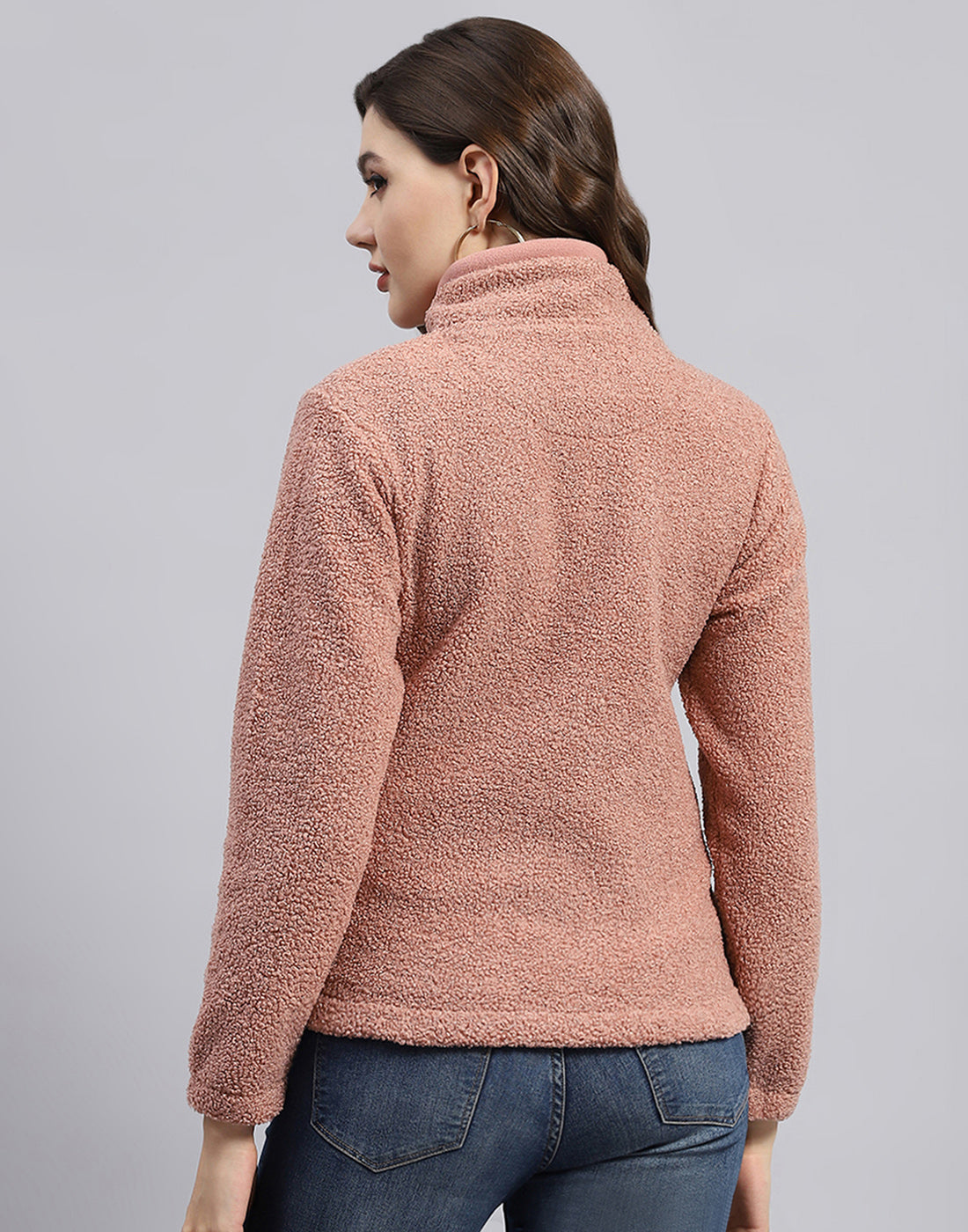 Rock.it Women Pink Solid Turtle Neck Full Sleeve Sweatshirt