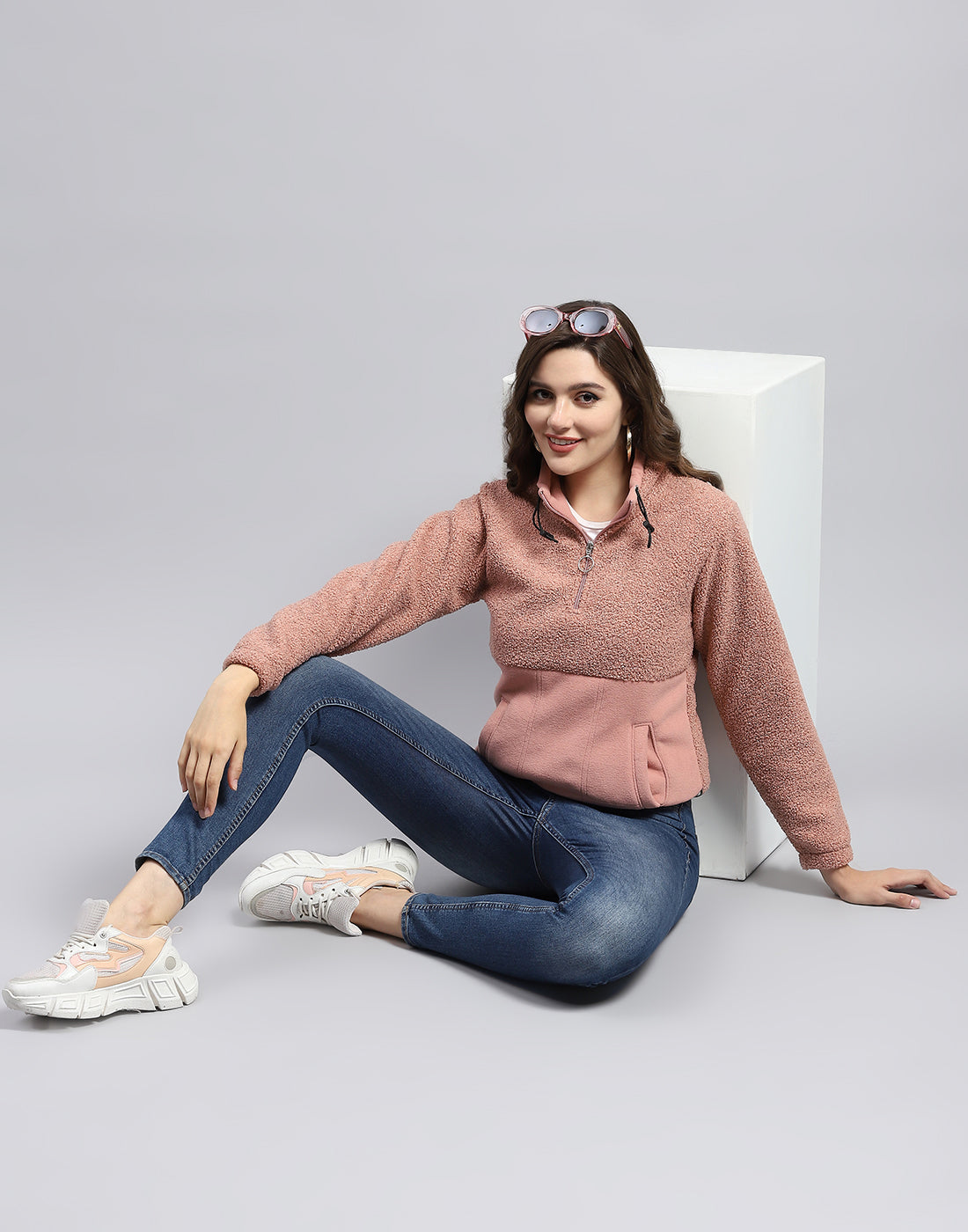 Rock.it Women Pink Solid Turtle Neck Full Sleeve Sweatshirt