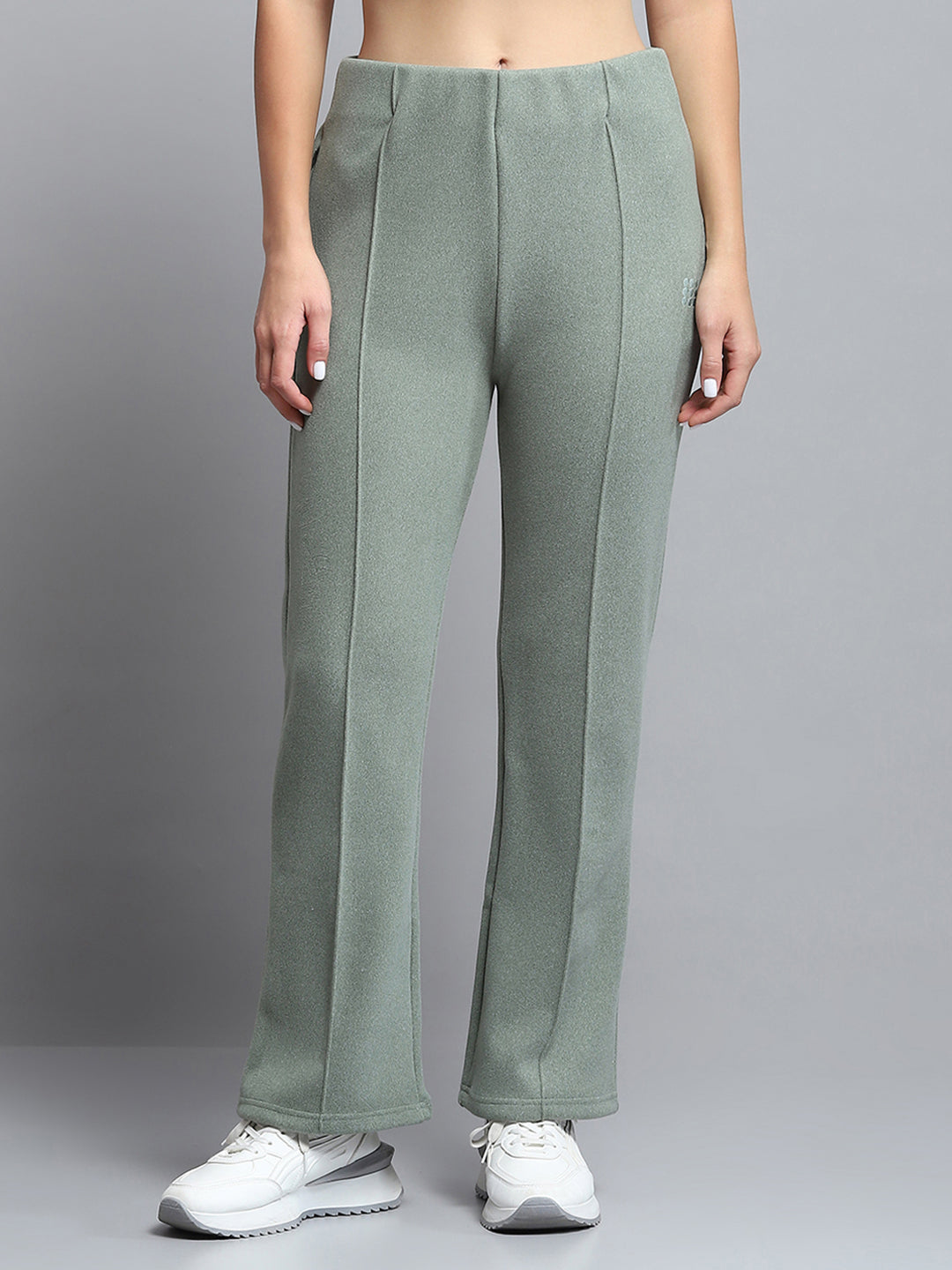 Rock.it Women Green Solid Collar Full Sleeve Tracksuit