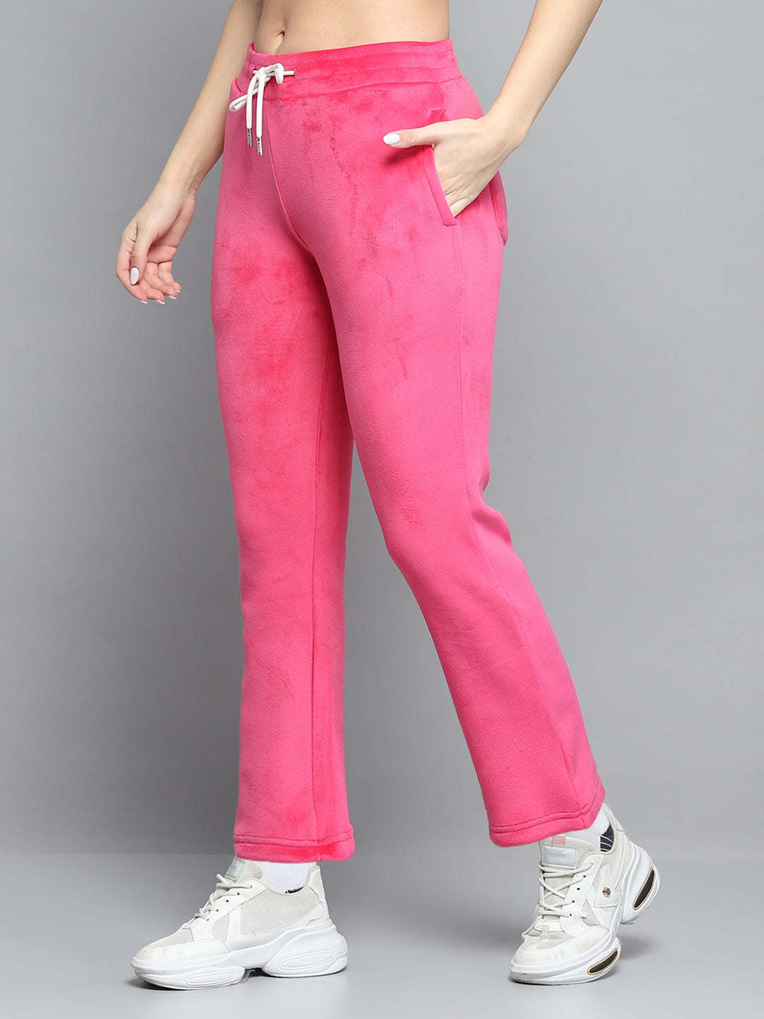 Rock.it Women Pink Solid Hooded Full Sleeve Tracksuit