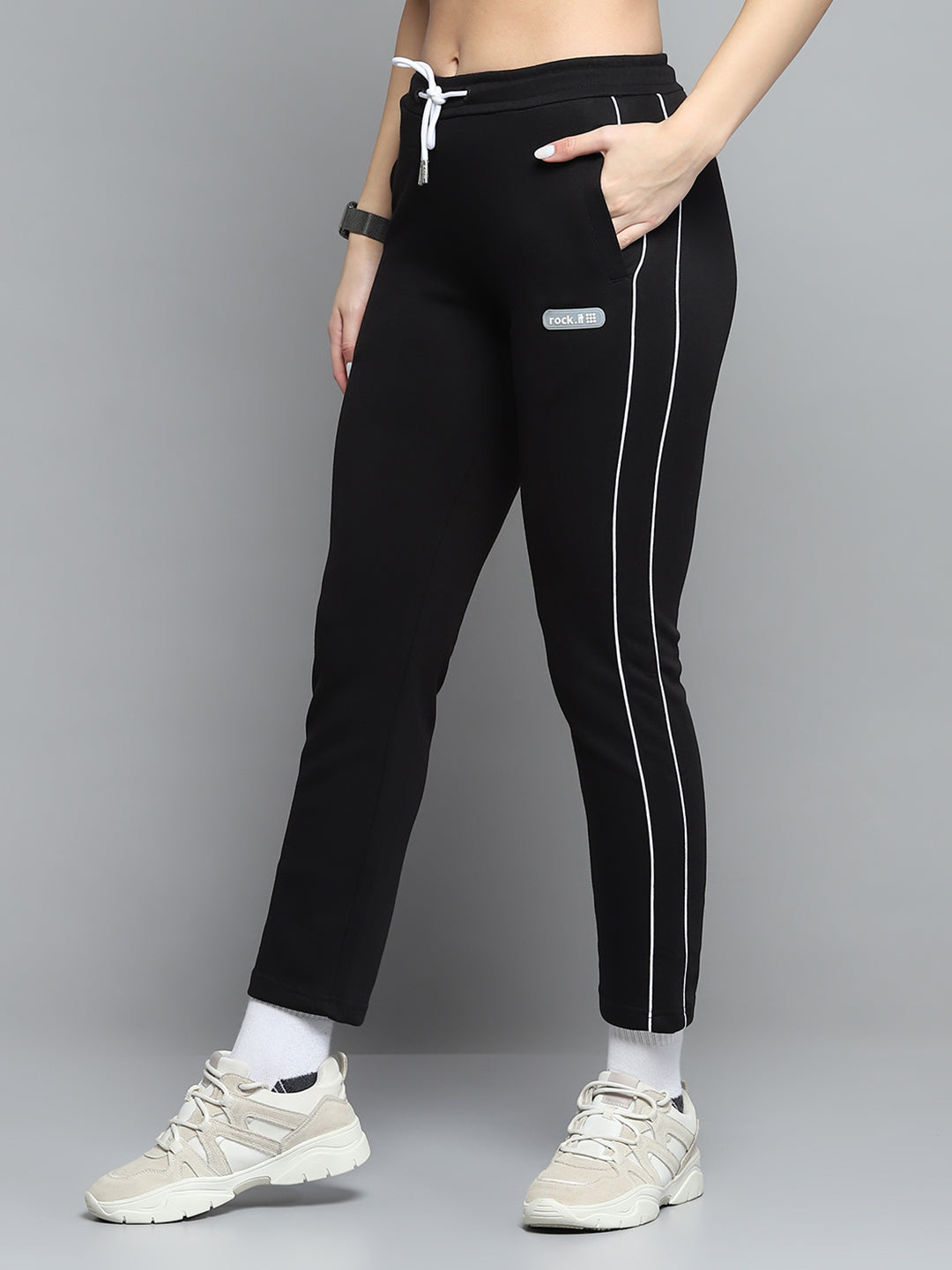 Rock.it Women Black Solid Regular Fit Lower