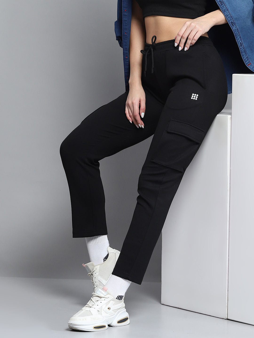 Rock.it Women Black Solid Regular Fit Lower