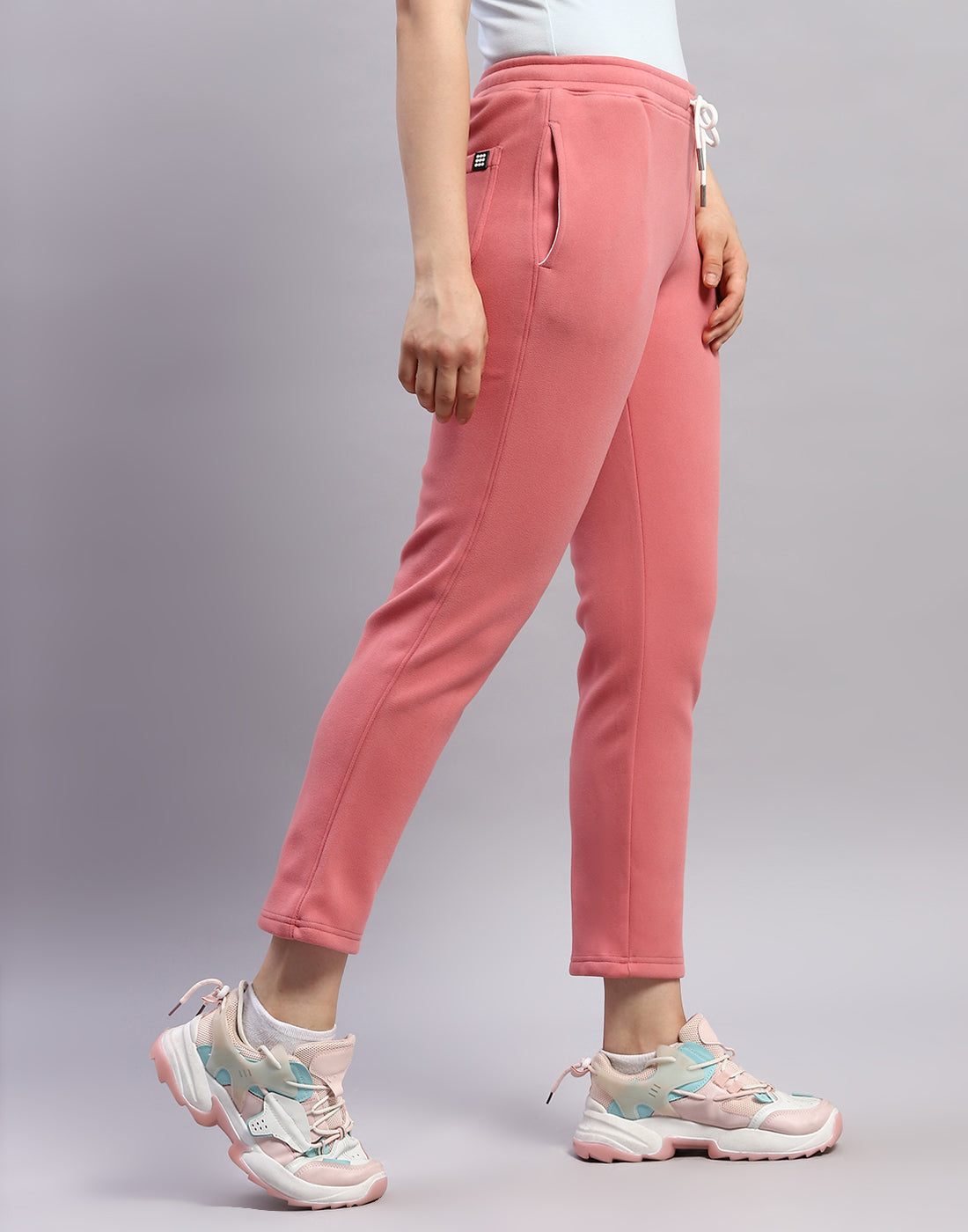 Rock.it Women Peach Solid Regular Fit Winter Trackpant