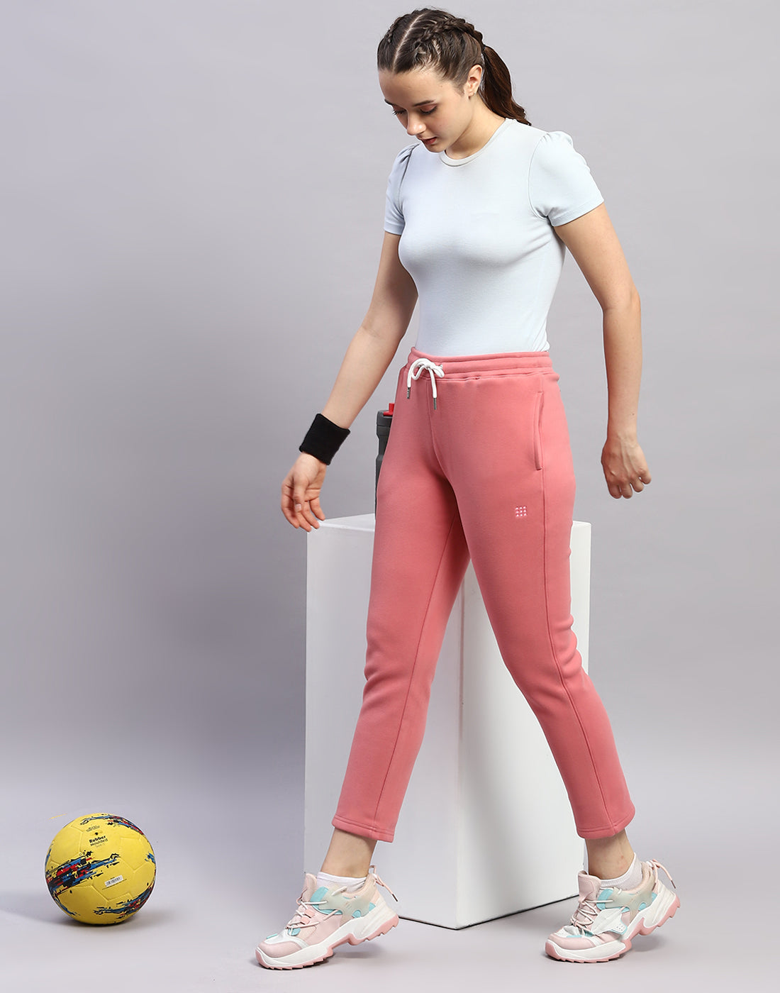 Rock.it Women Peach Solid Regular Fit Winter Trackpant