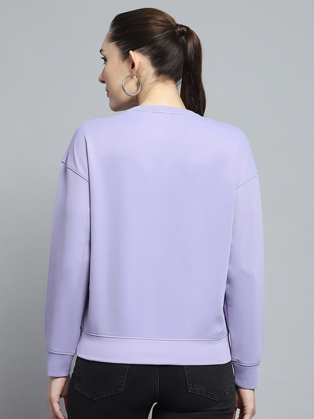 Rock.it Women Purple Printed Round Neck Full Sleeve Sweatshirt