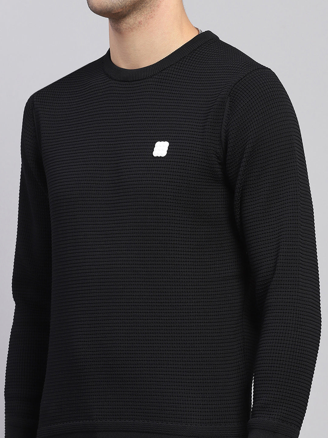 Rock.it Men Black Solid Round Neck Full Sleeve Pullover