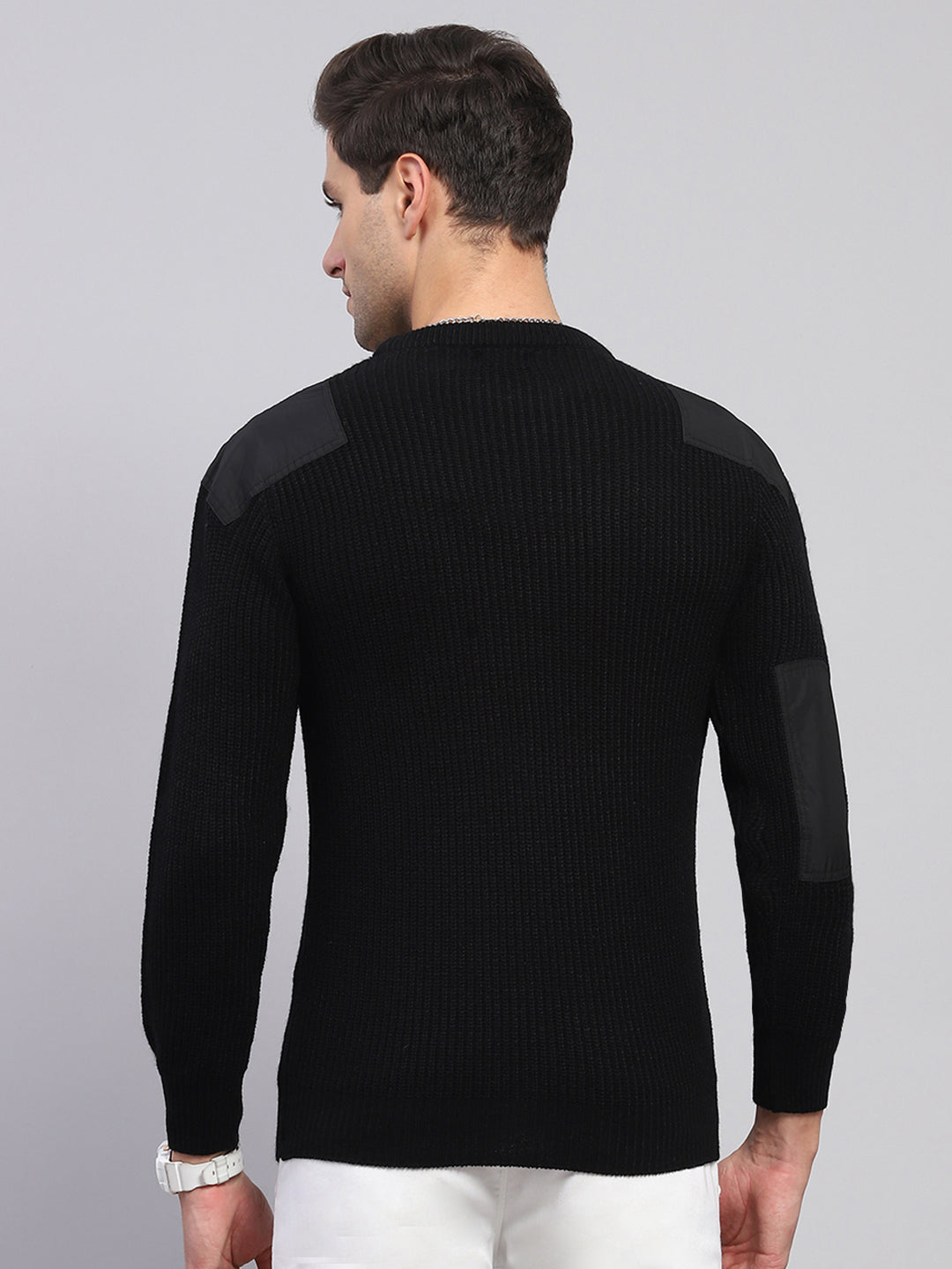 Rock.it Men Black Solid Round Neck Full Sleeve Pullover