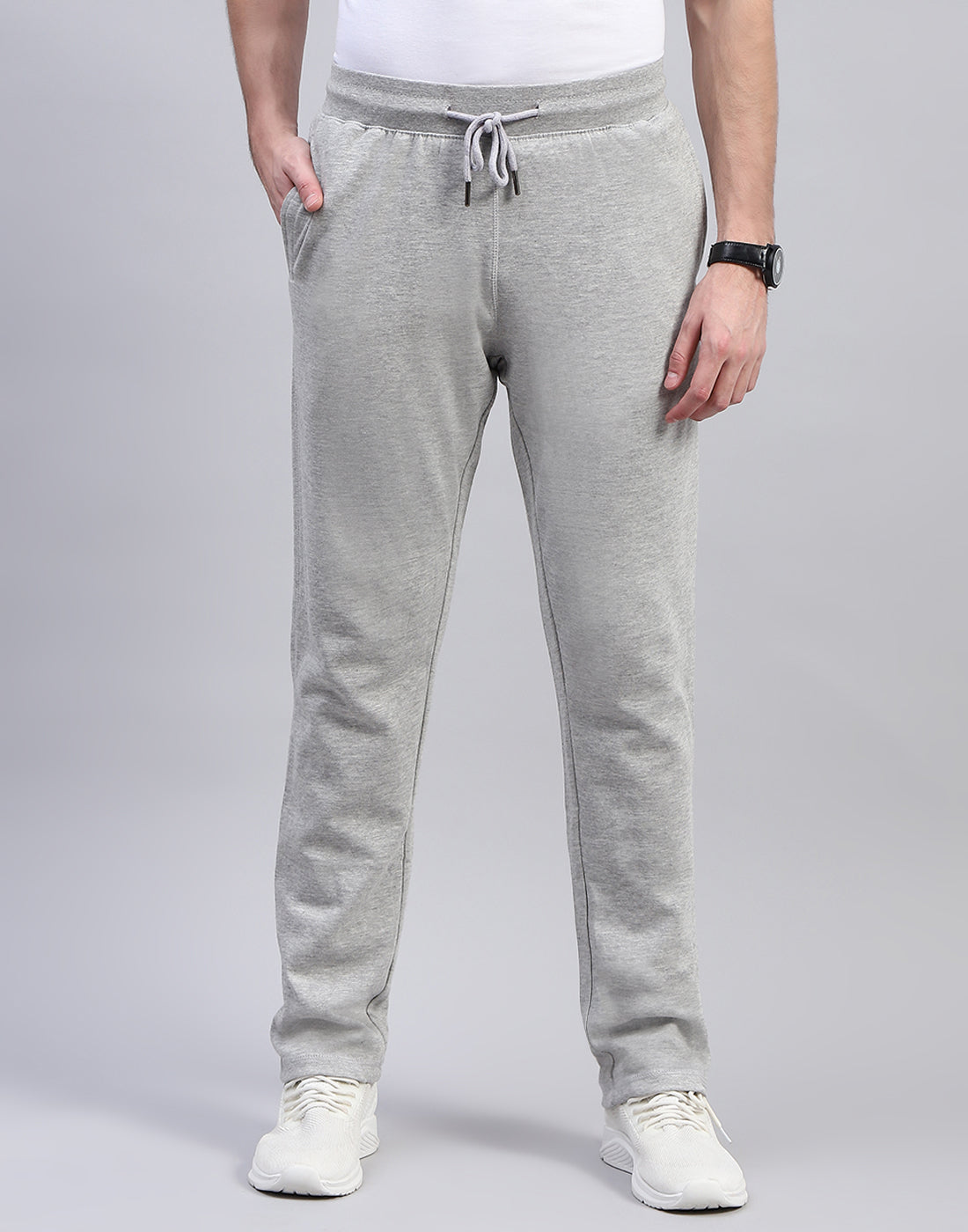Men Grey Solid Regular Fit Lower