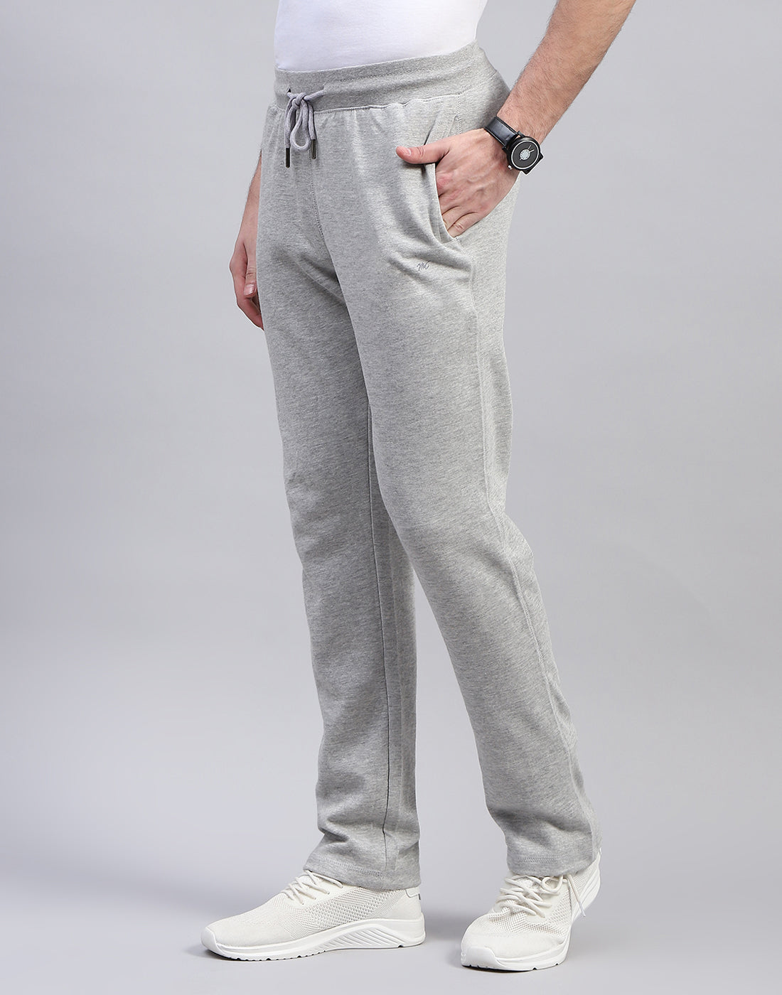 Men Grey Solid Regular Fit Lower