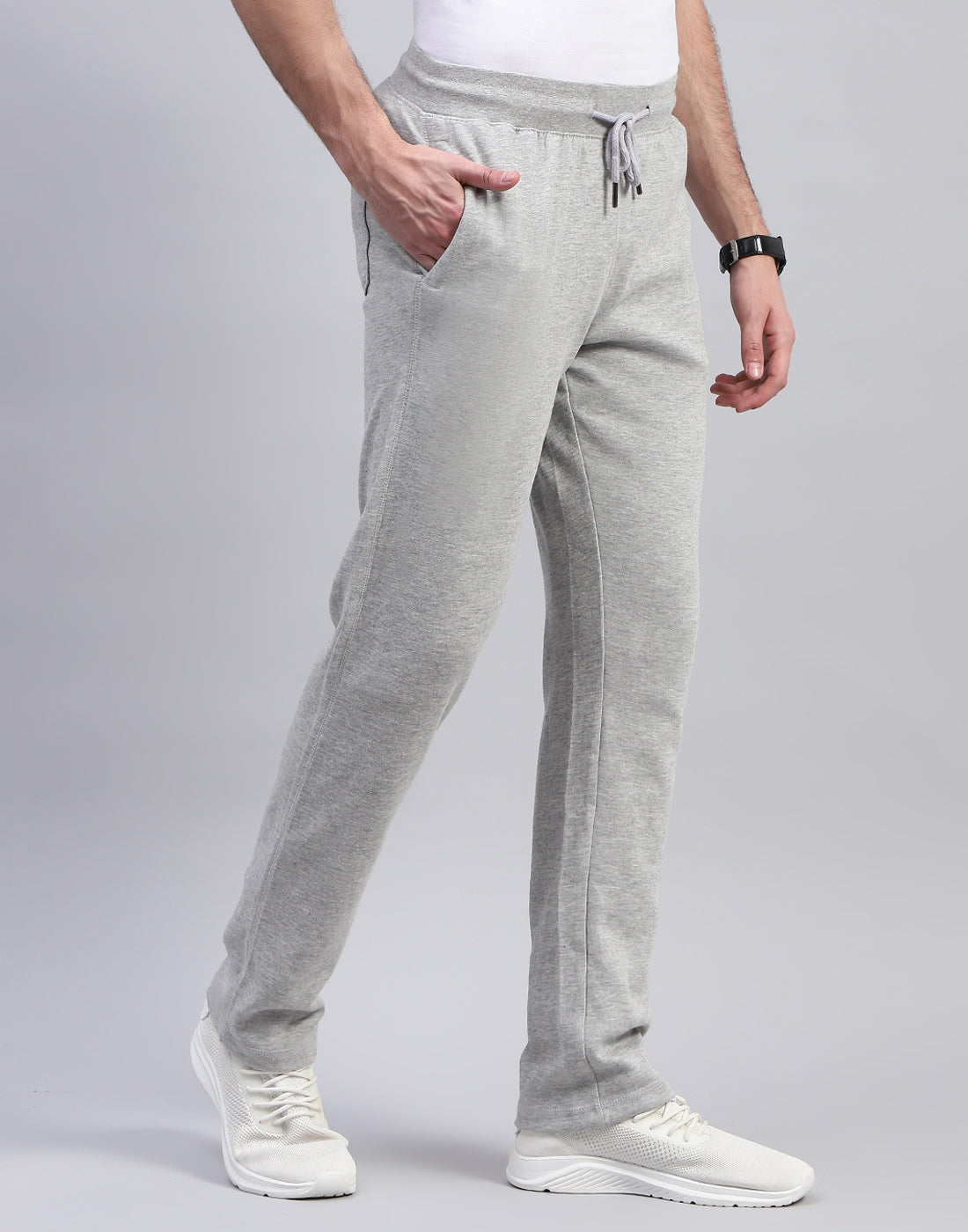 Men Grey Solid Regular Fit Lower