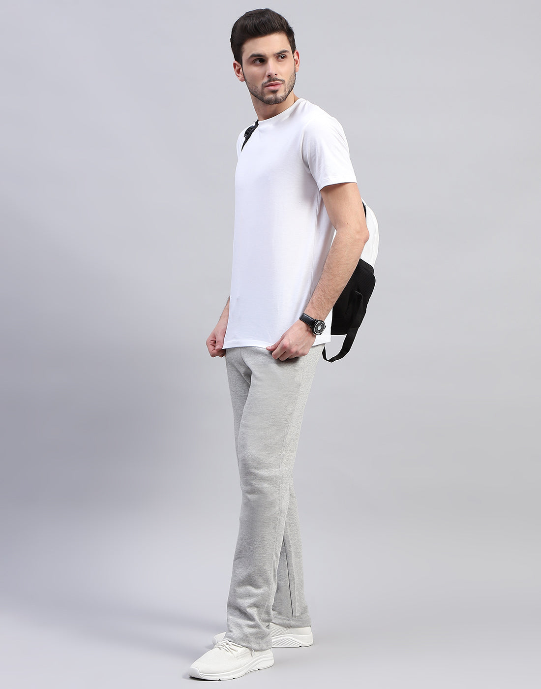 Men Grey Solid Regular Fit Lower