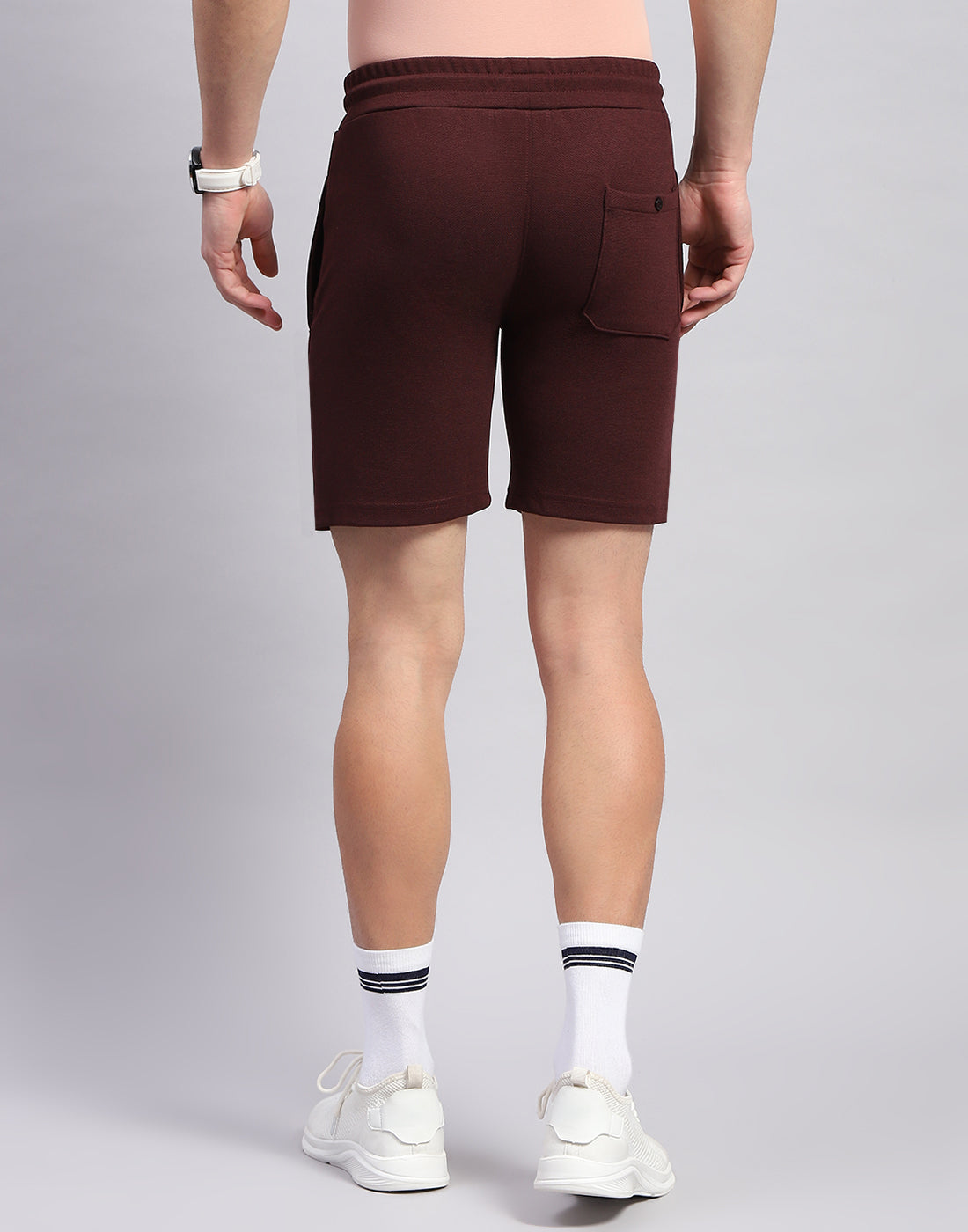 Men Maroon Solid Regular Fit Bermuda
