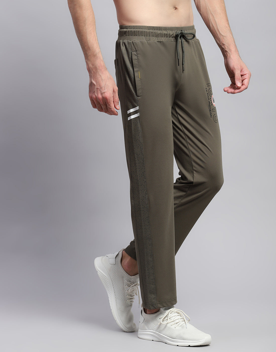 Men Olive Printed Regular Fit Winter Lower