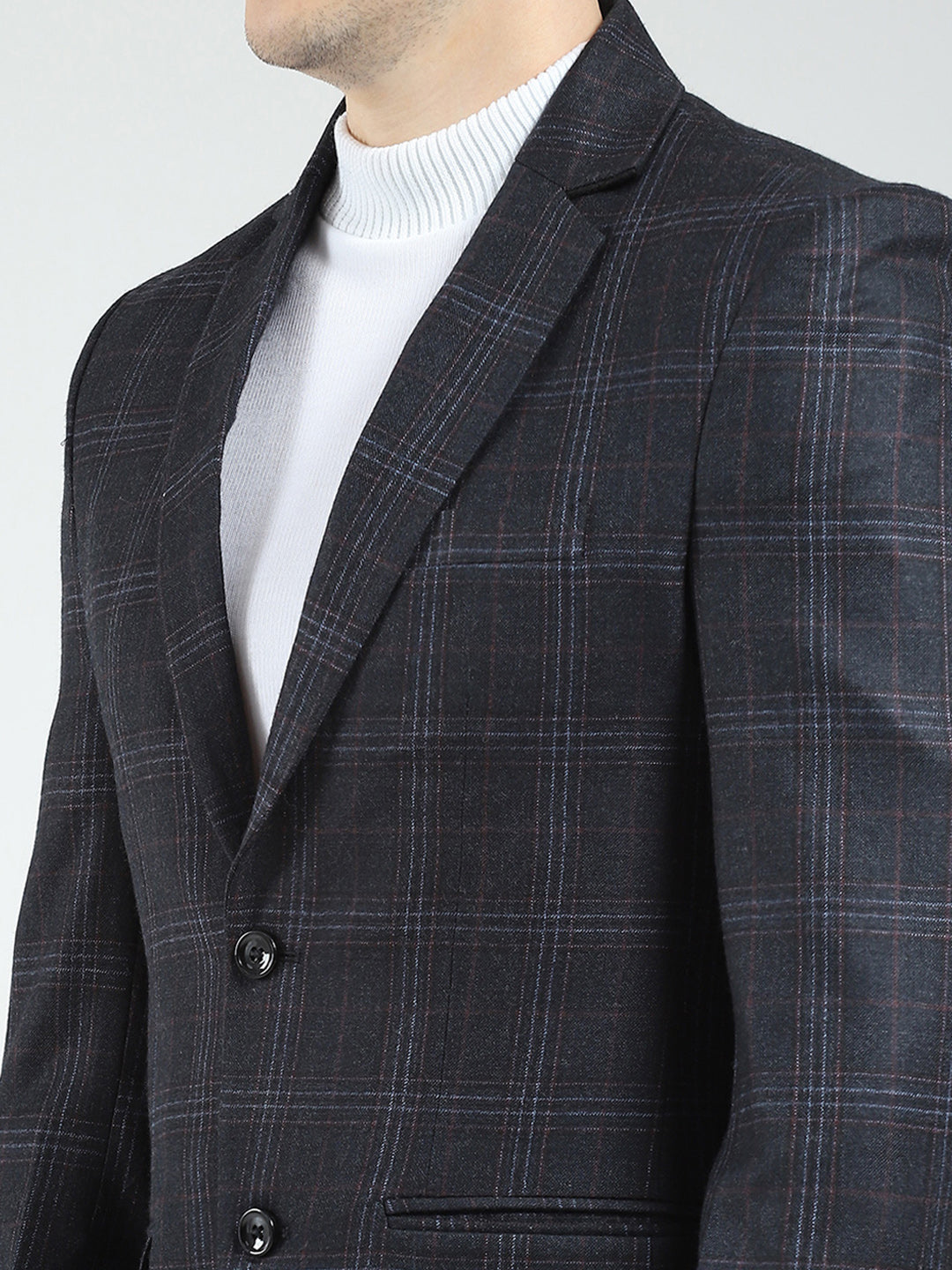 Luxuria Men Black Solid Notch Lapel Collar Full Sleeve Blazer