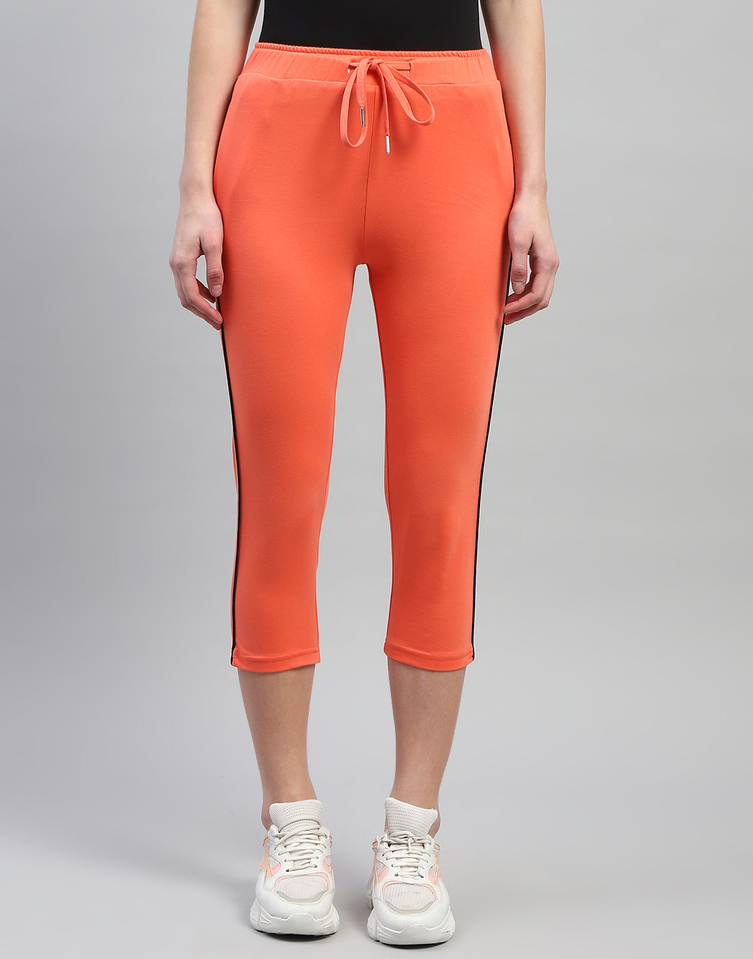 Women Orange Solid Regular Fit Capri