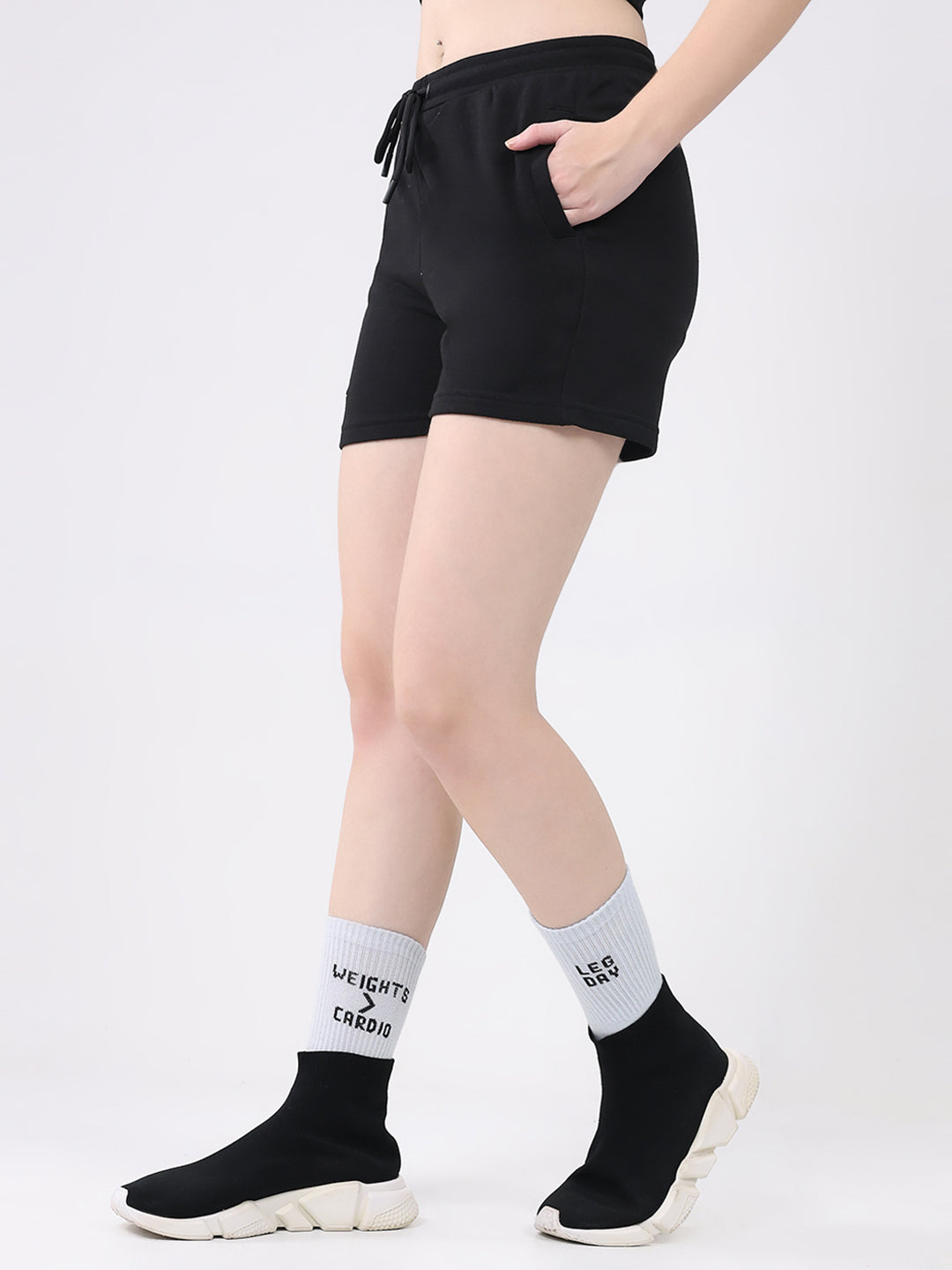 Rock.it Women Black Solid Regular Fit Shorts