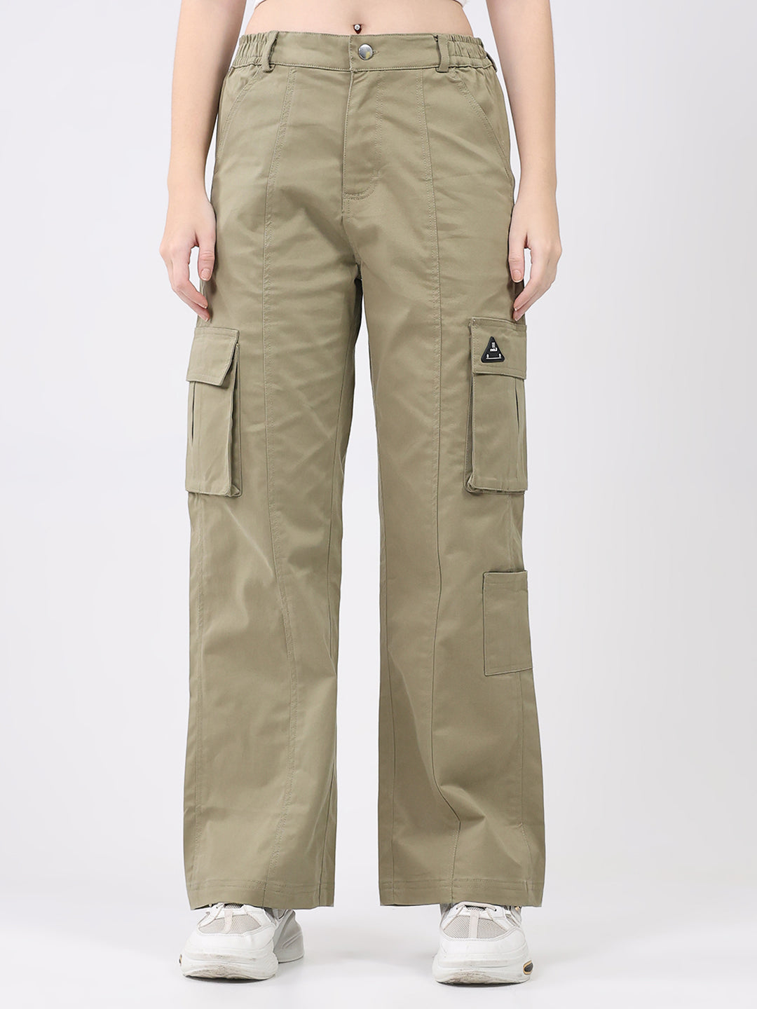 Rock.it Women Olive Solid Straight Fit Cargo