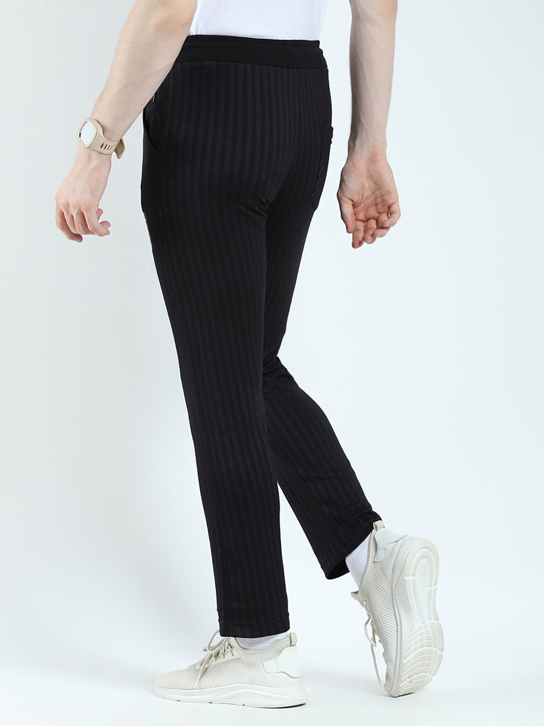 Men Black Self Design Regular Fit Winter Lower