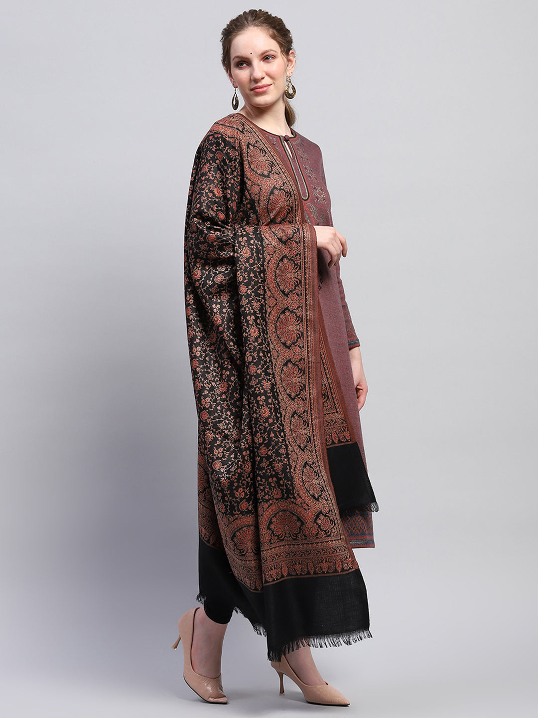 Women Multicolor Self Design Shawl