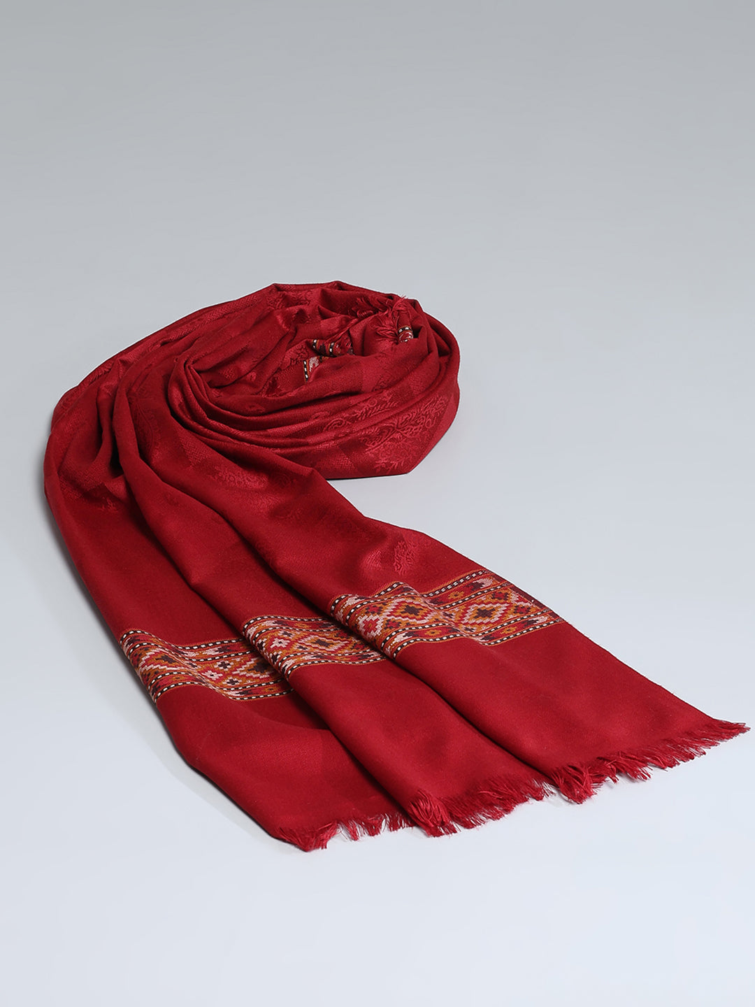 Women Maroon Self Design Shawl