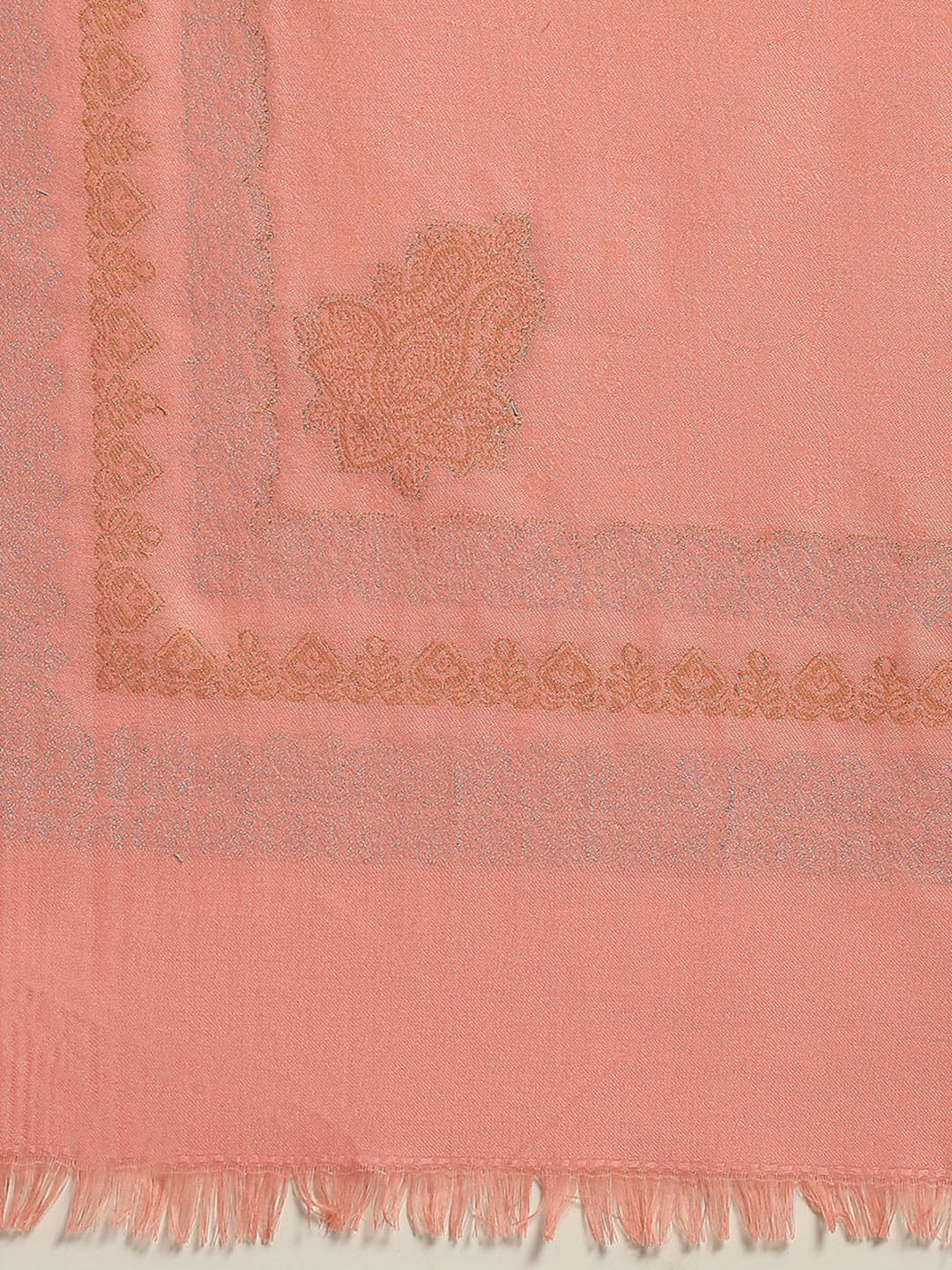 Women Peach Self Design Shawl
