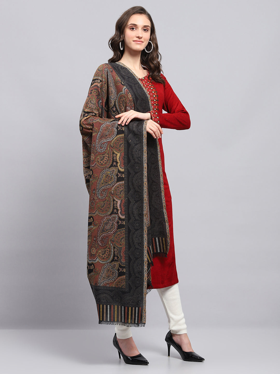 Women Multicolor Self Design Shawl