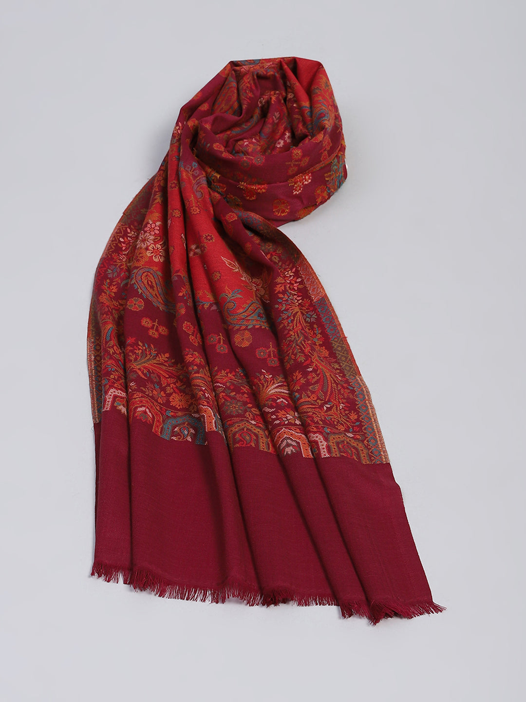 Women Maroon Self Design Stole