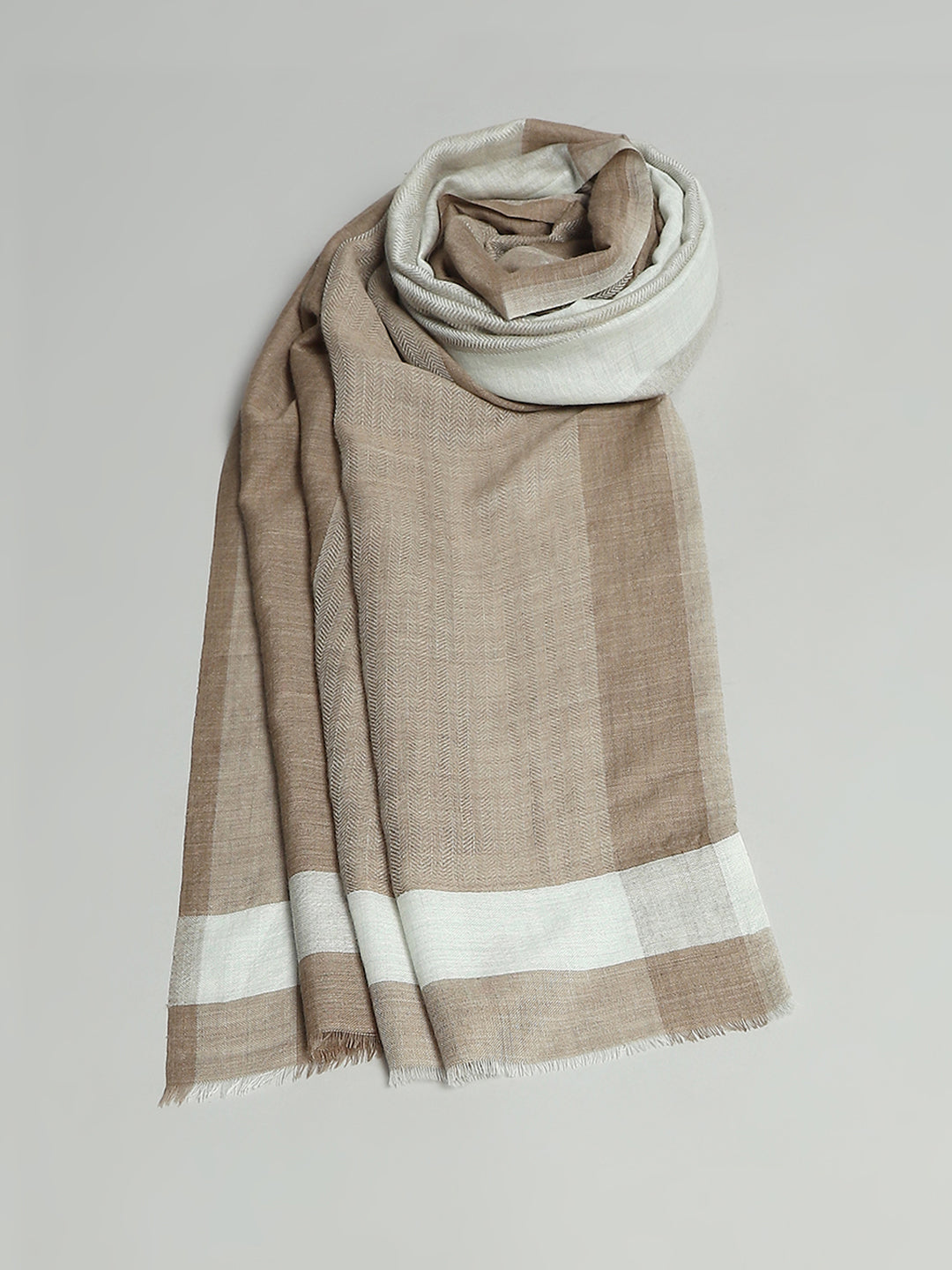 Women Beige Self Design Stole
