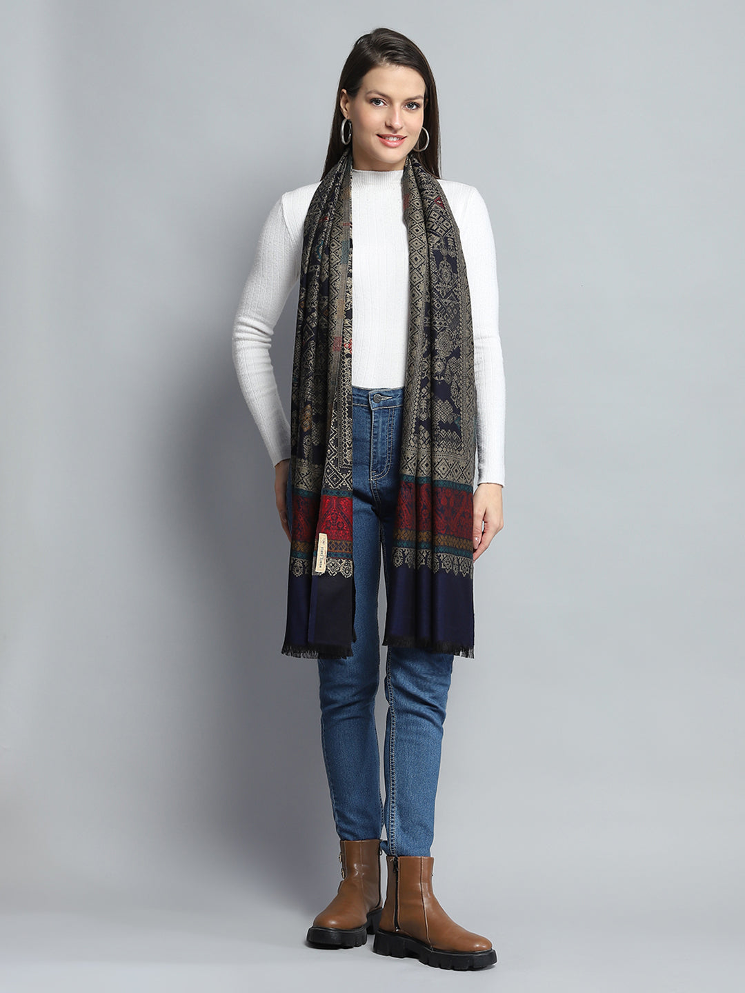 Women Multicolor Self Design Stole