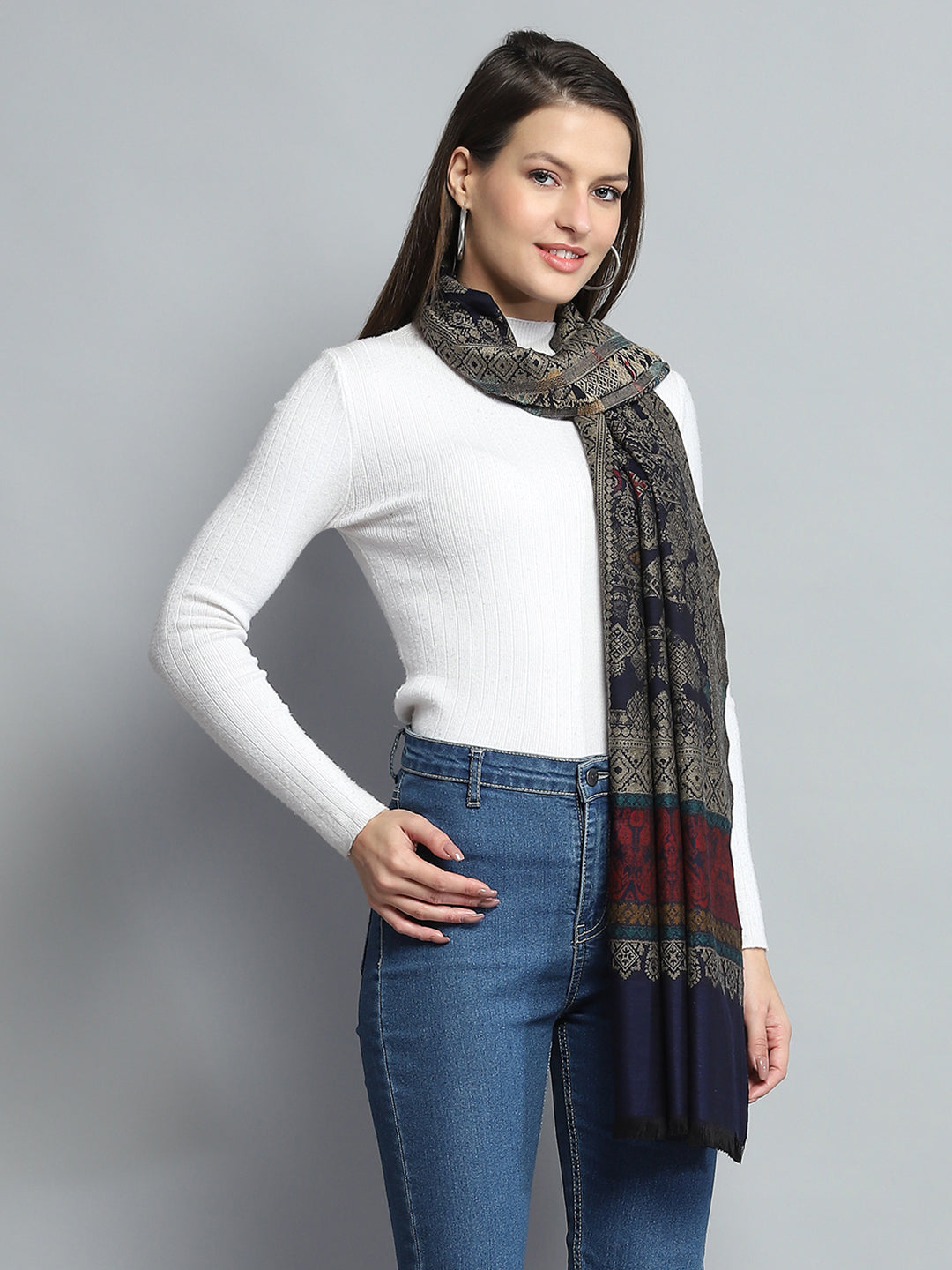 Women Multicolor Self Design Stole