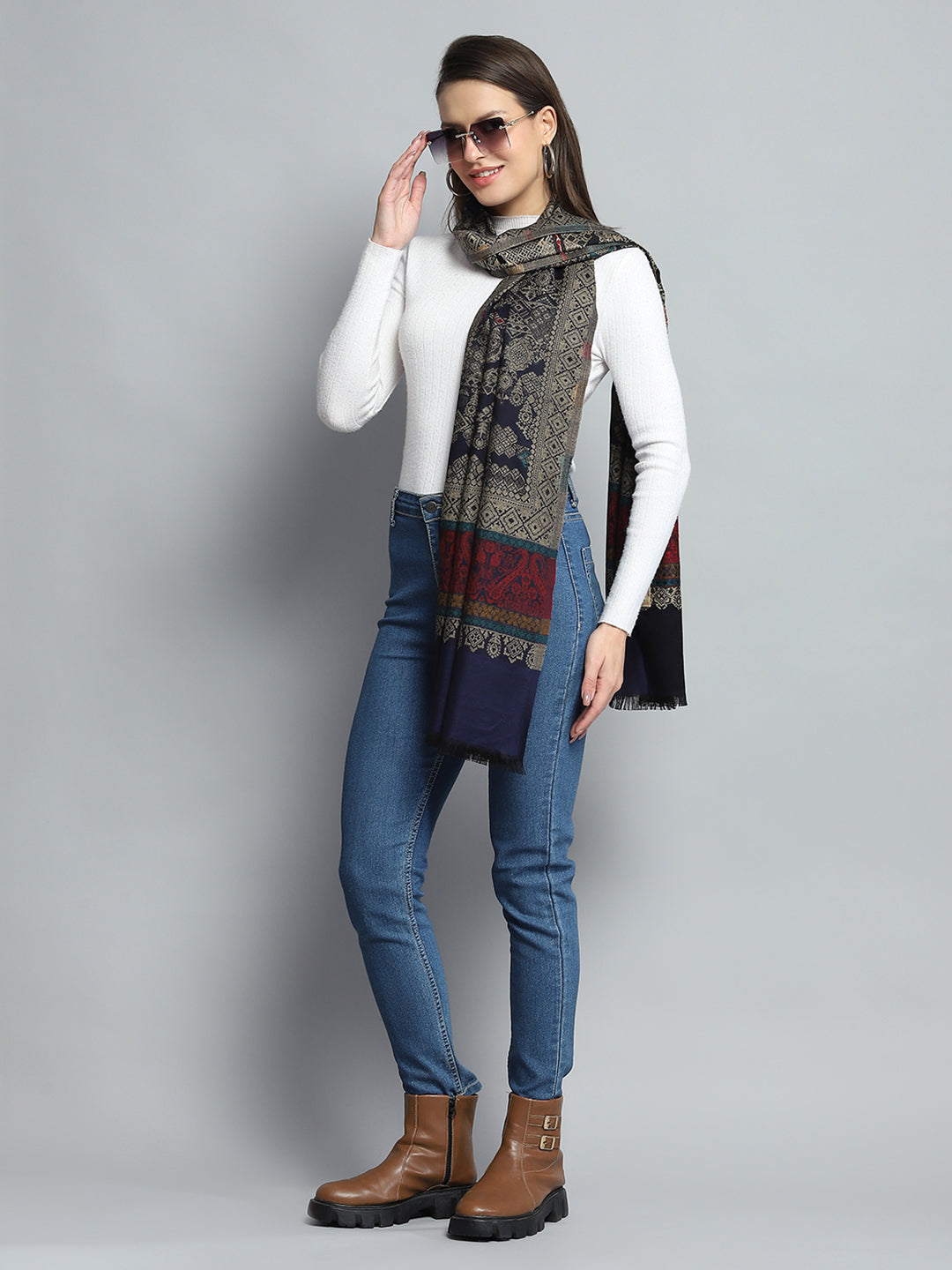 Women Multicolor Self Design Stole