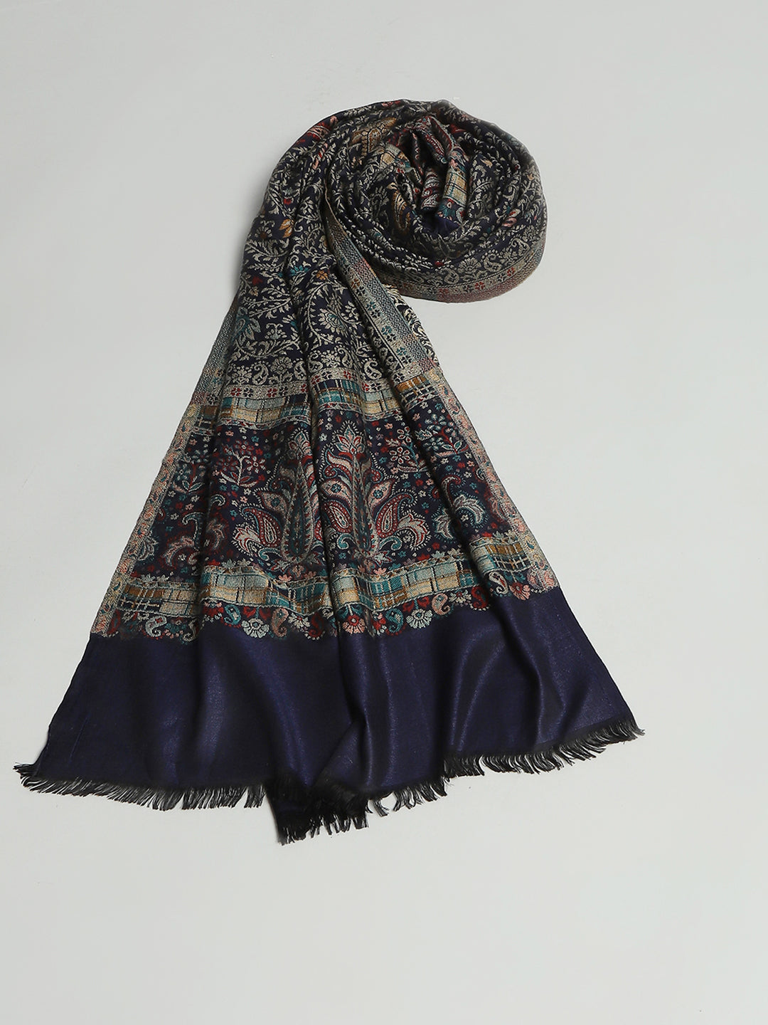 Women Black Self Design Stole