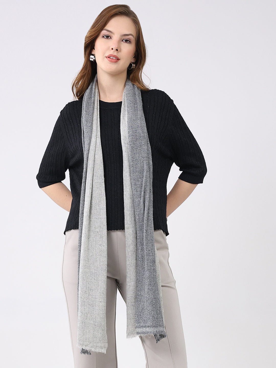 Women Multicolor Self Design Wool Stole