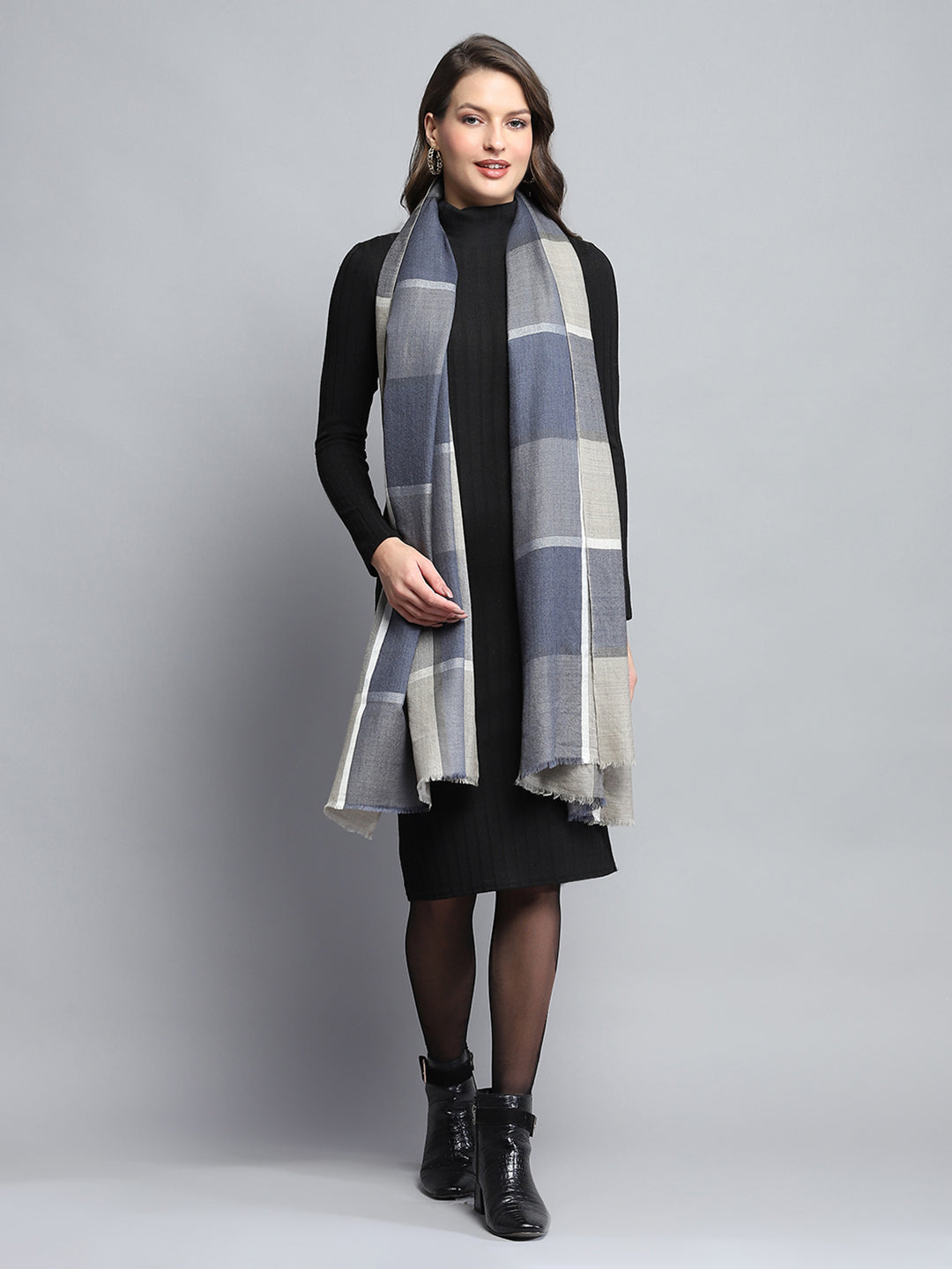 Women Beige Self Design Stole