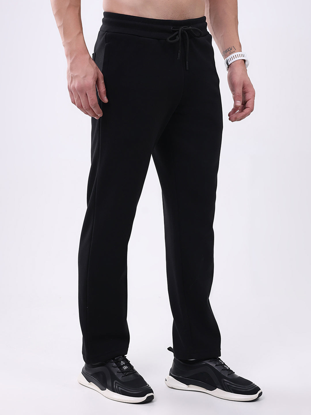 Rock.it Men Black Solid Regular Fit Winter Lower