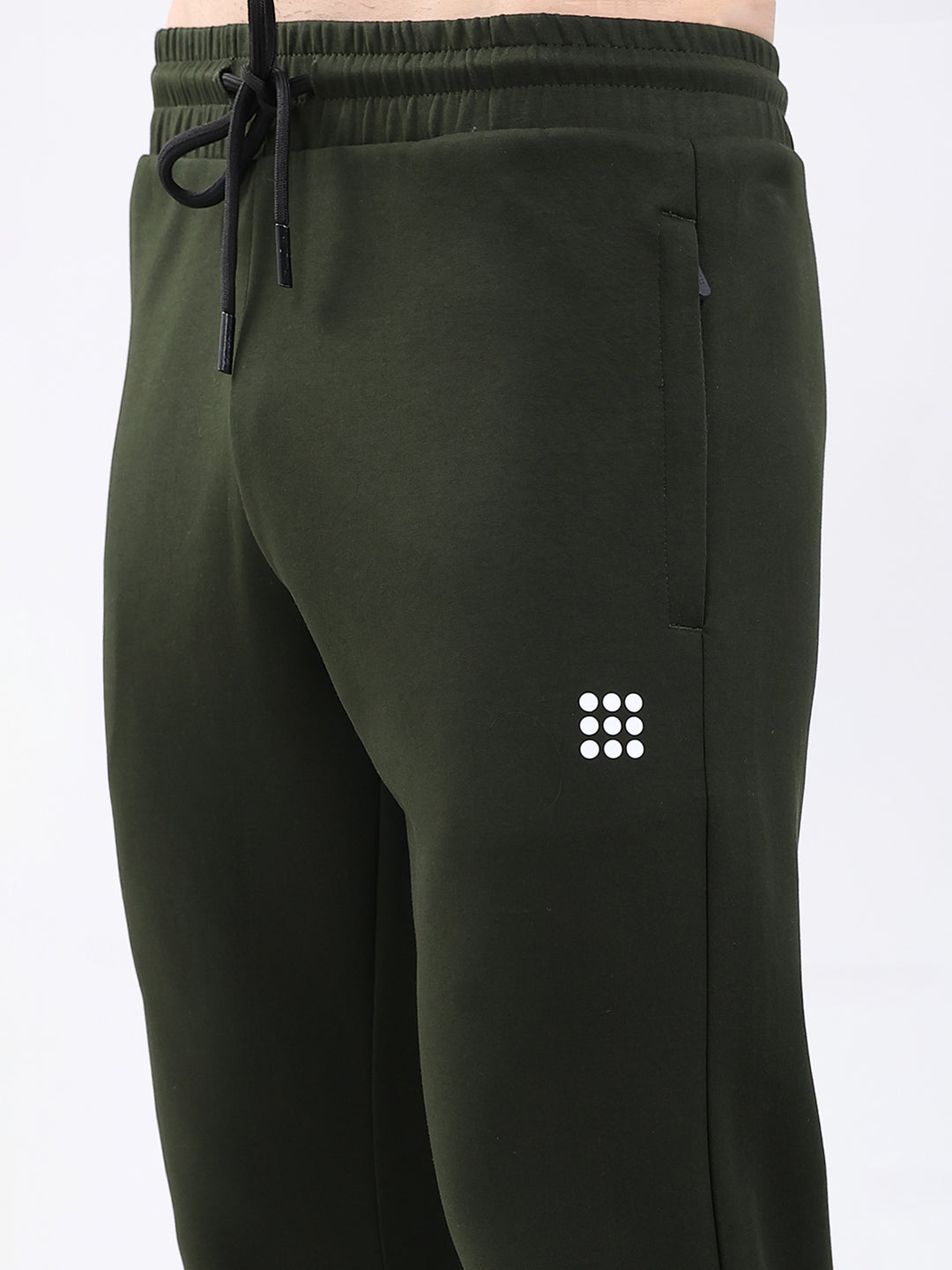 Rock.it Men Olive Solid Round Neck Full Sleeve Winter Tracksuit