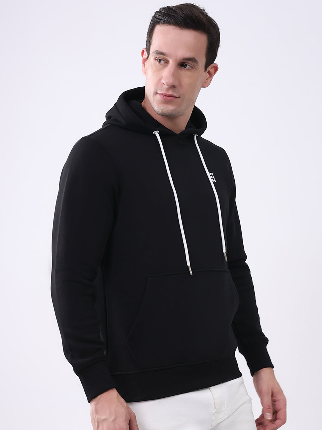 Rock.it Men Black Solid Hooded Full Sleeve Sweatshirt
