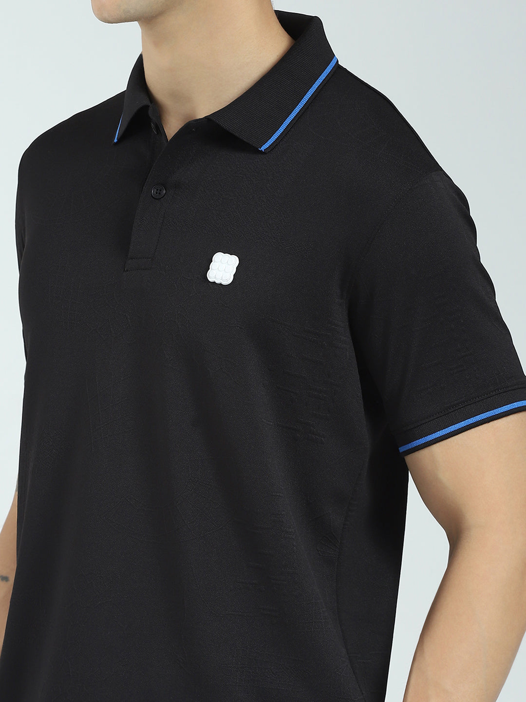 Rock.it Men Black Solid Collar Half Sleeve T-Shirt